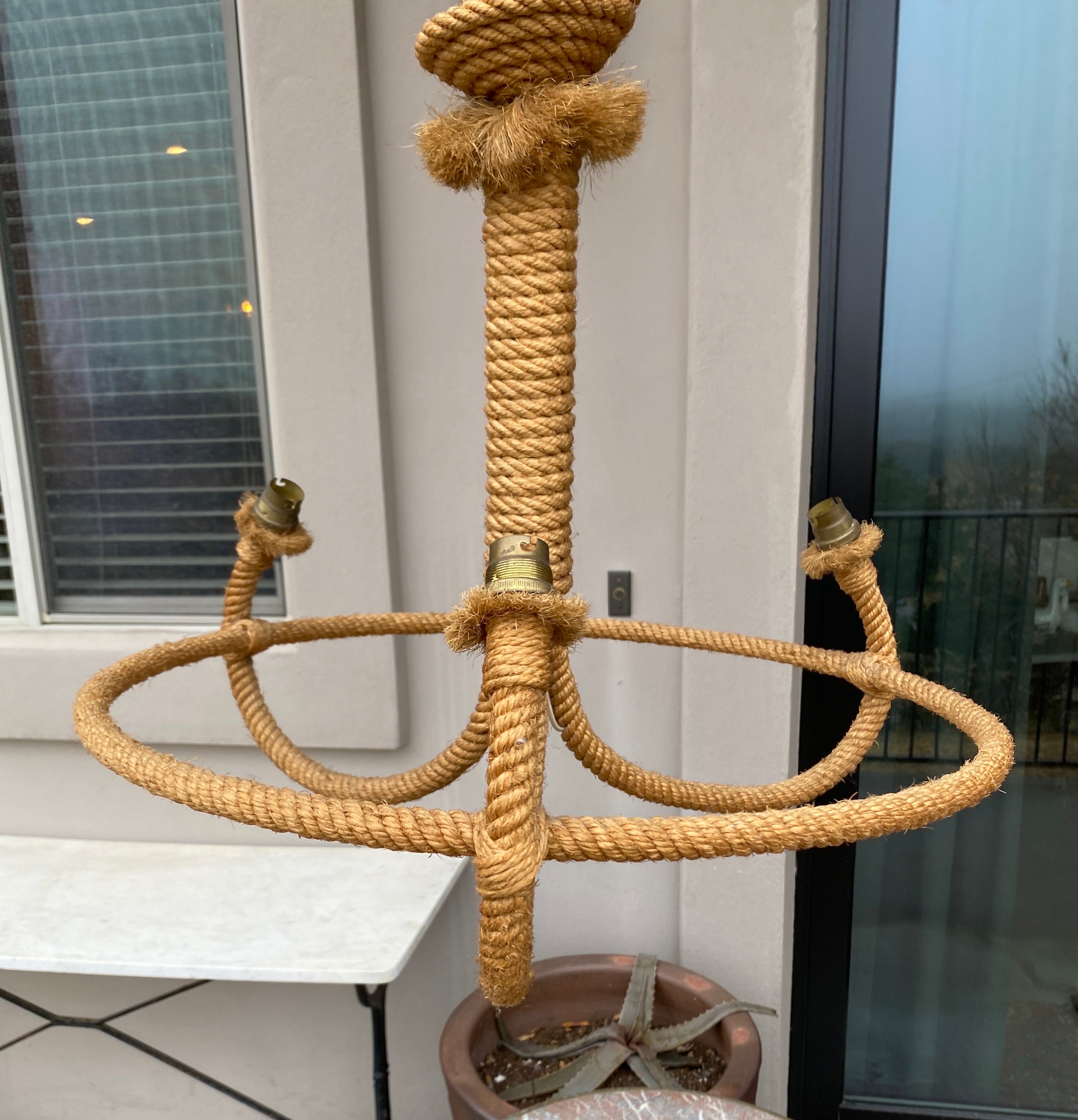 Large 3 arms rope chandelier Audoux Minet, circa 1960
Nautical style.