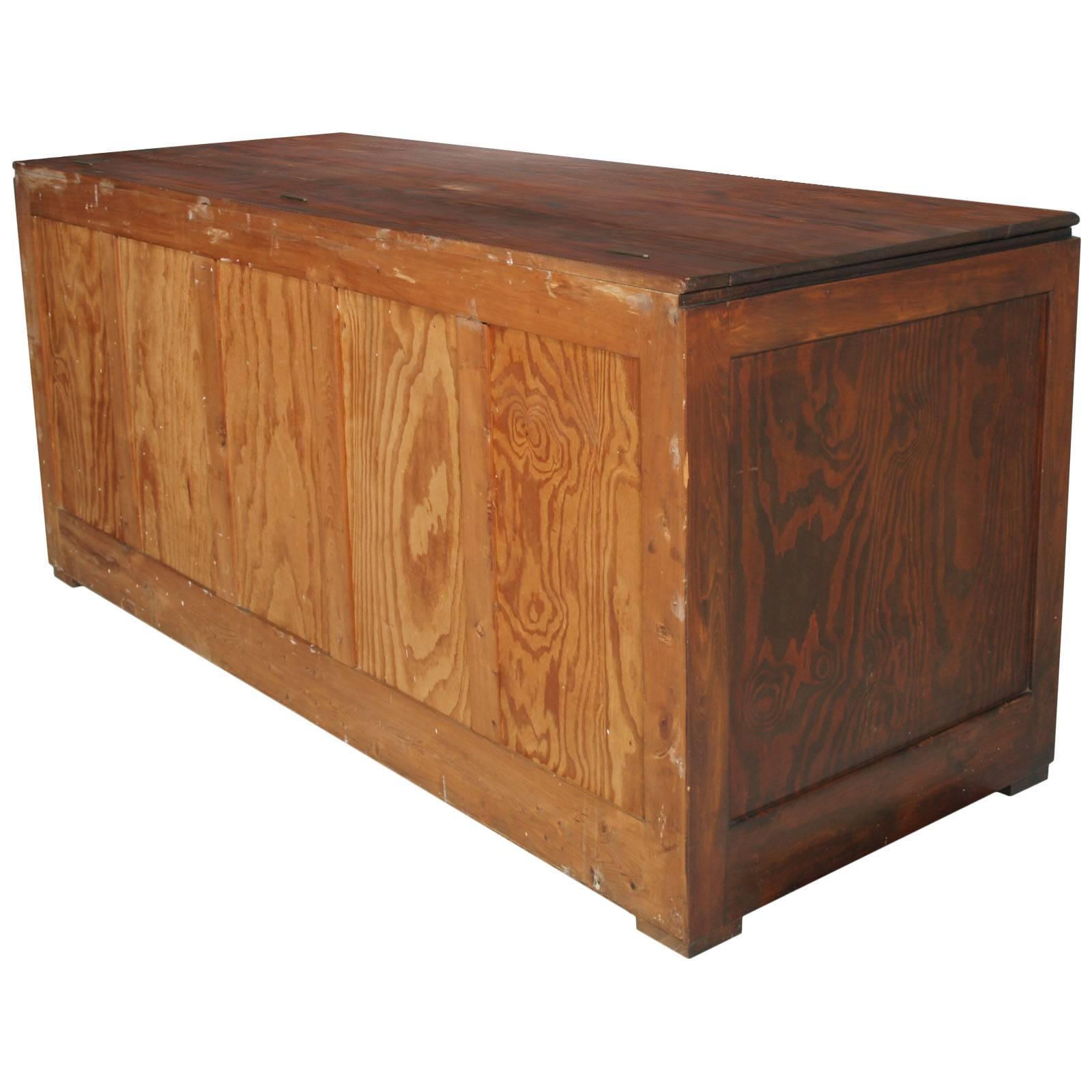 Midcentury large container box trunk for furs shelter in solid wood of pine polished to wax

Measures cm: H 90, W 204, D 80
