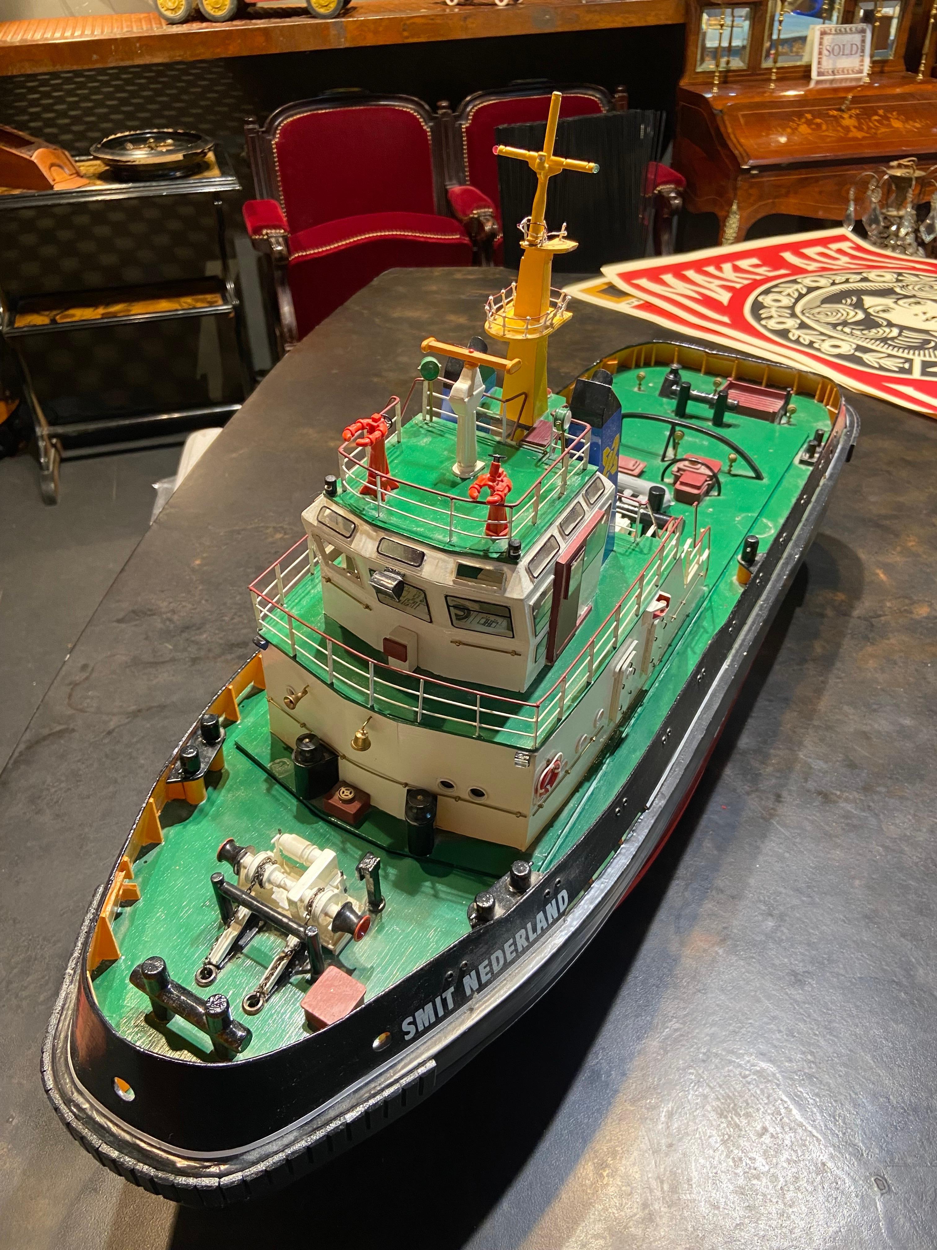 Dutch Mid-Century Large Tug Boat Plastic Toy Model Smit Nederland