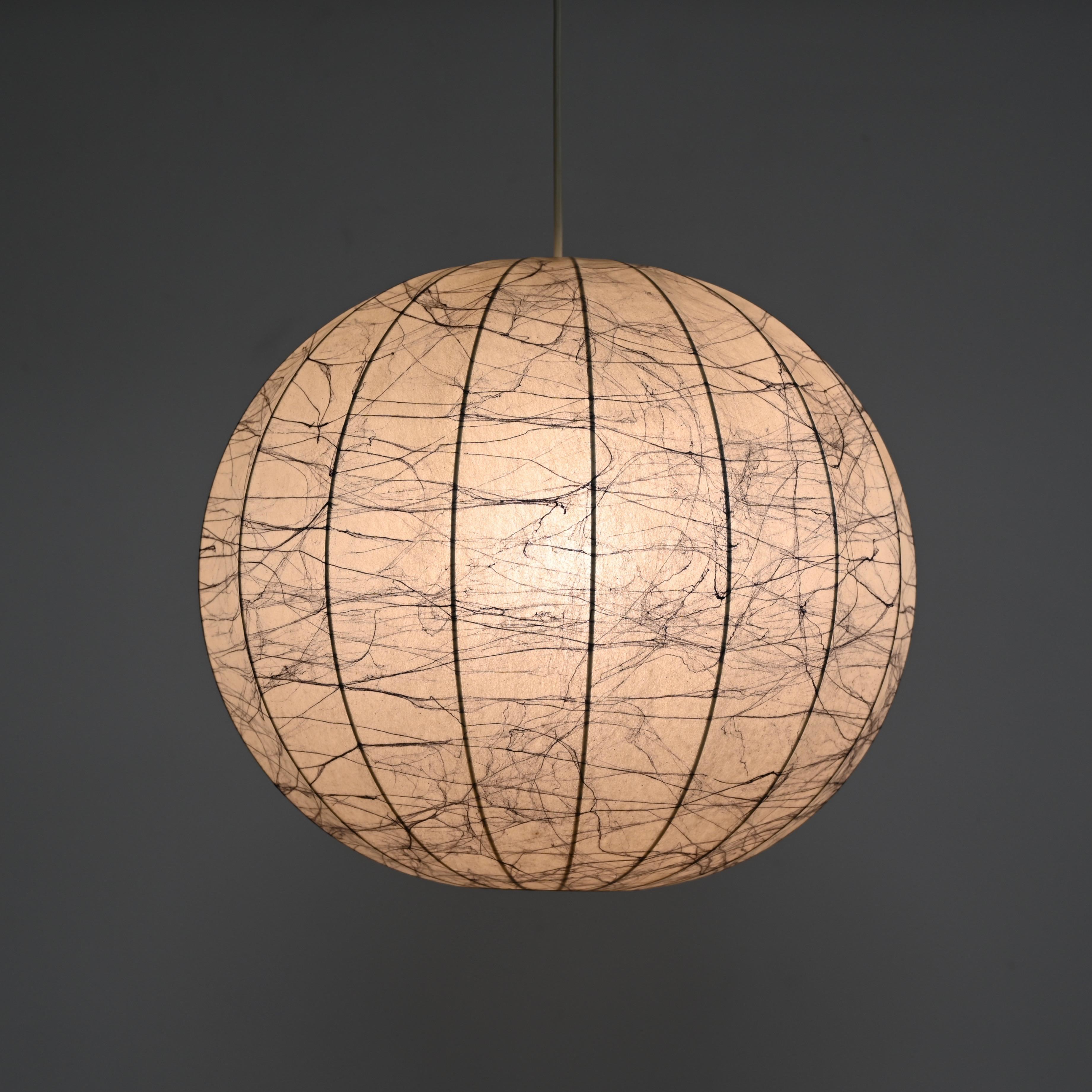 Mid-Century Large Veined Beige Cocoon Pendant by Castiglioni, Italy 1960s 5