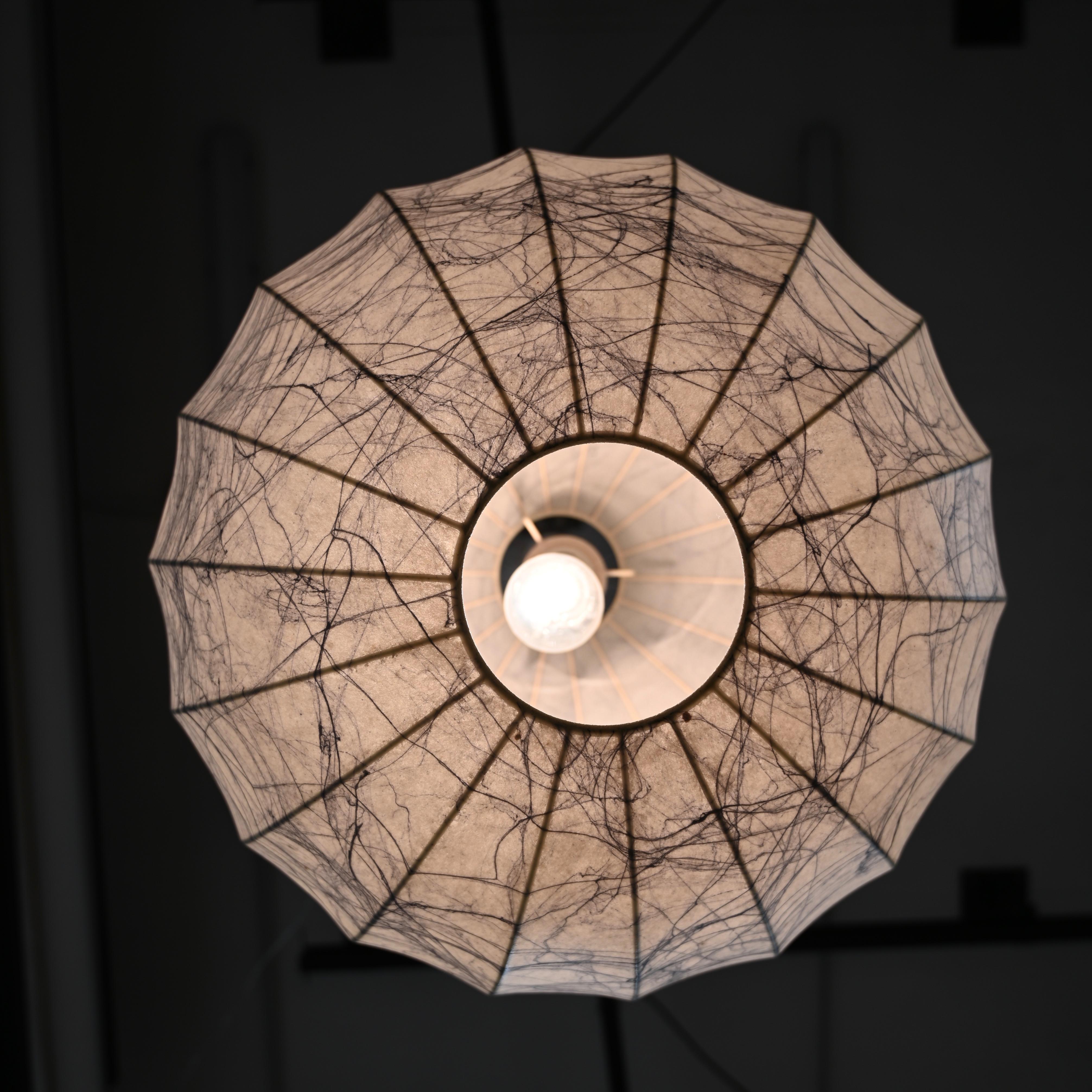 Mid-Century Large Veined Beige Cocoon Pendant by Castiglioni, Italy 1960s 6