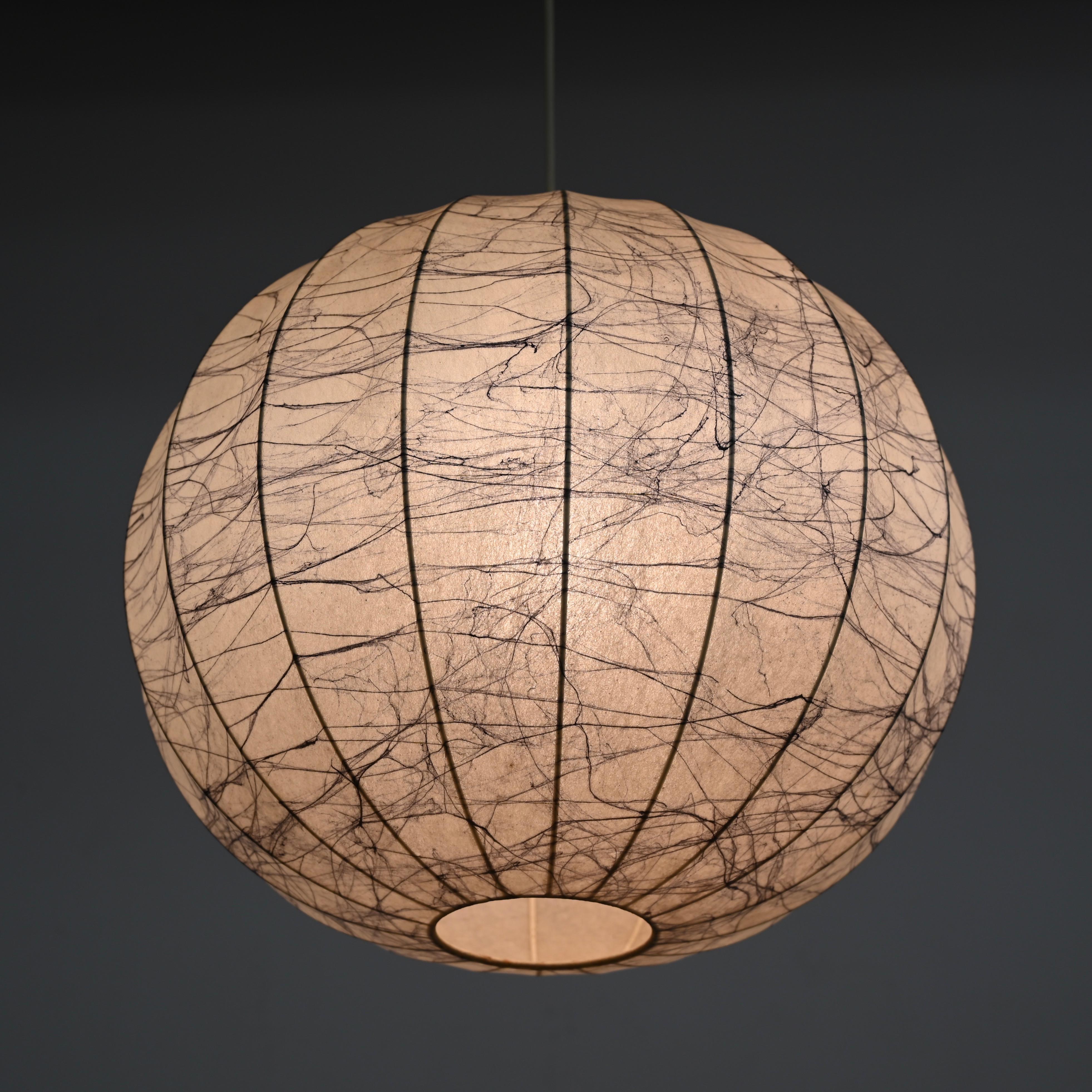 Mid-Century Modern Mid-Century Large Veined Beige Cocoon Pendant by Castiglioni, Italy 1960s