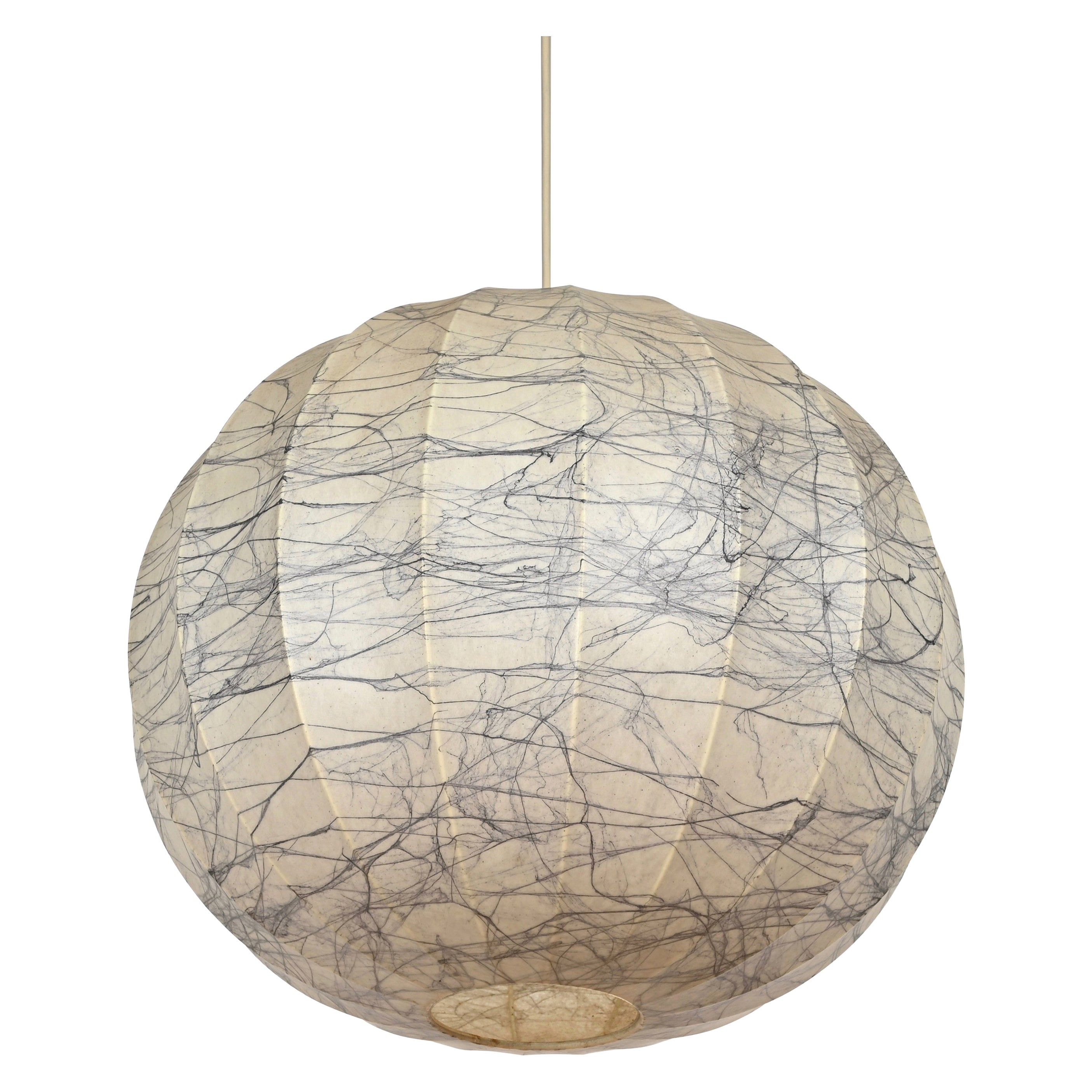 Mid-Century Large Veined Beige Cocoon Pendant by Castiglioni, Italy 1960s