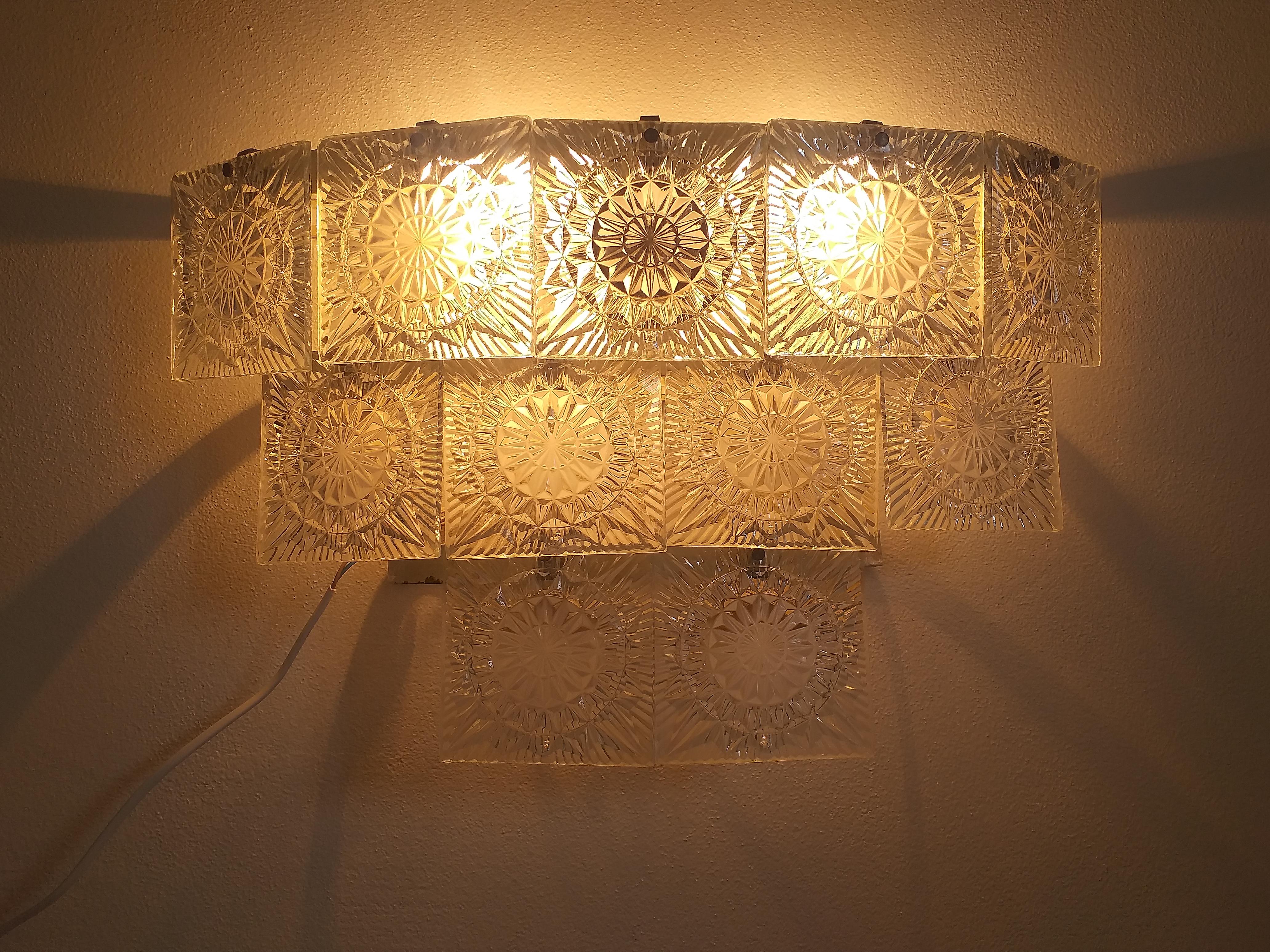 Midcentury Large Wall Lamp Kamenicky Senov, 1970s For Sale 3