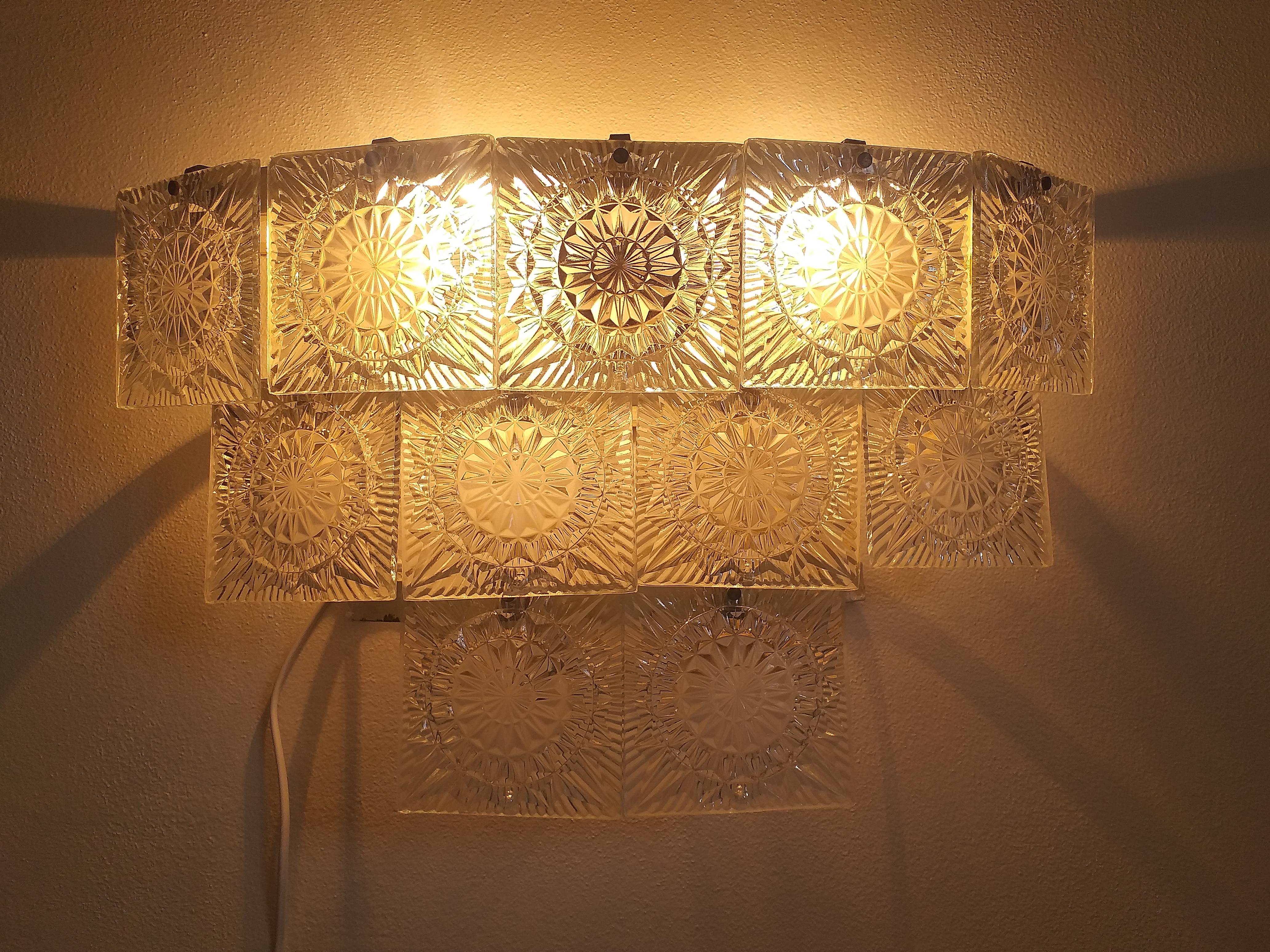 Midcentury Large Wall Lamp Kamenicky Senov, 1970s For Sale 1