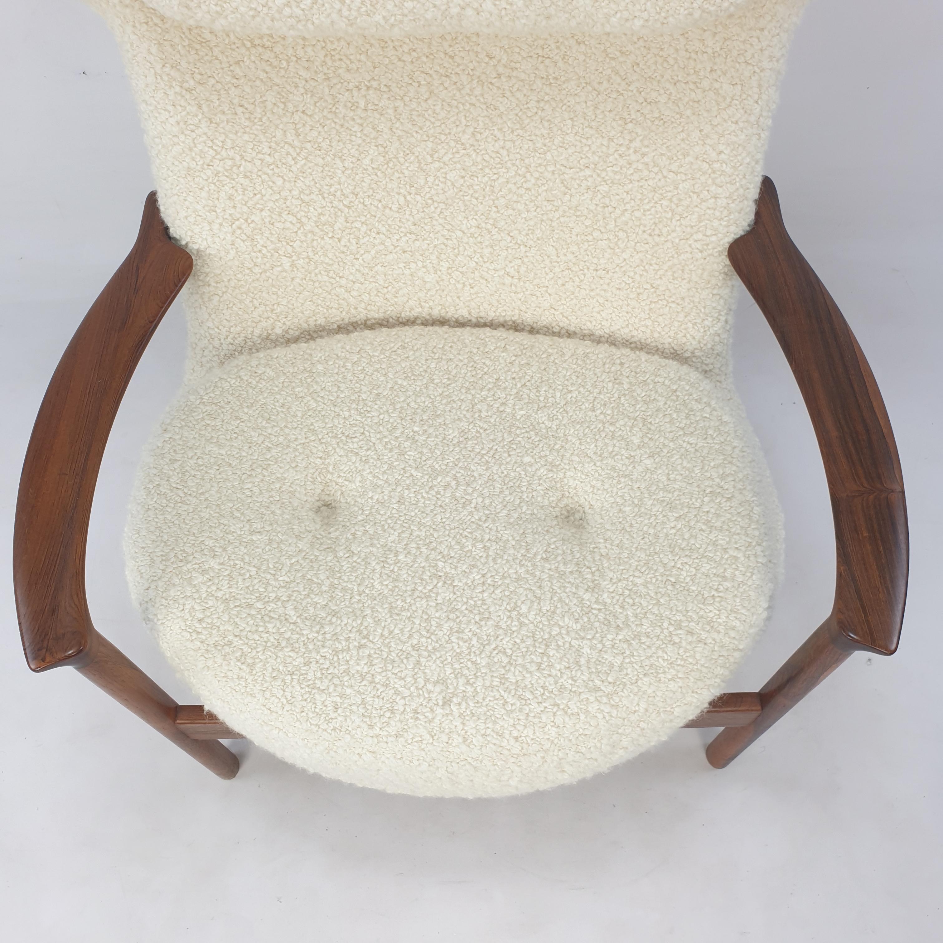 Chaise longue à grand dossier à ailettes du milieu du siècle dernier par Ib Kofod-Larsen, Danemark, années 1950 en vente 10