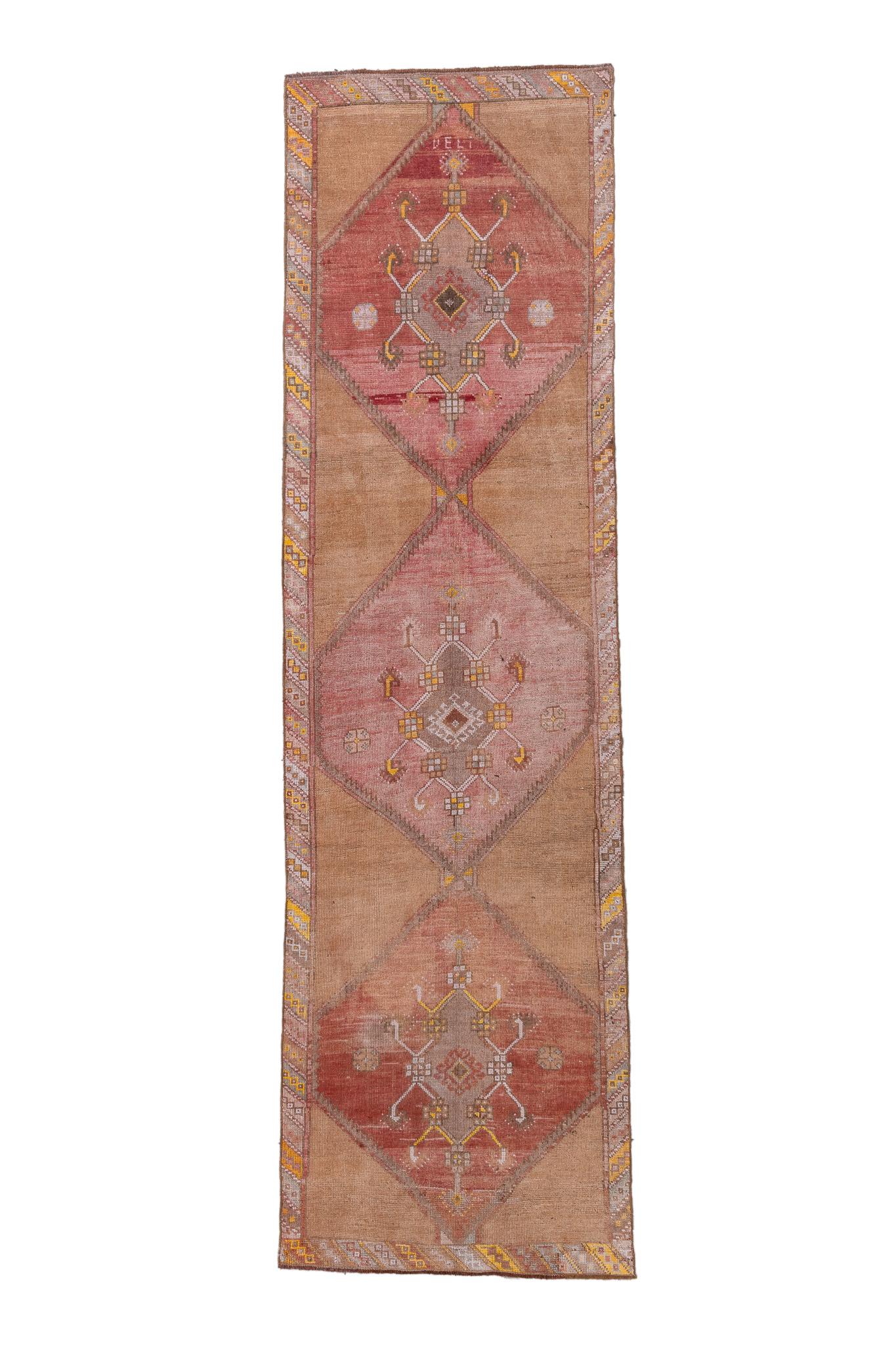 Mid Century Lars Diamond Motif in Brown Beige Pink For Sale