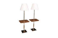Midcentury Laurel Brass Floor Table Lamps Pair