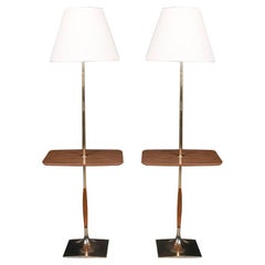 Midcentury Laurel Brass Floor Table Lamps Pair
