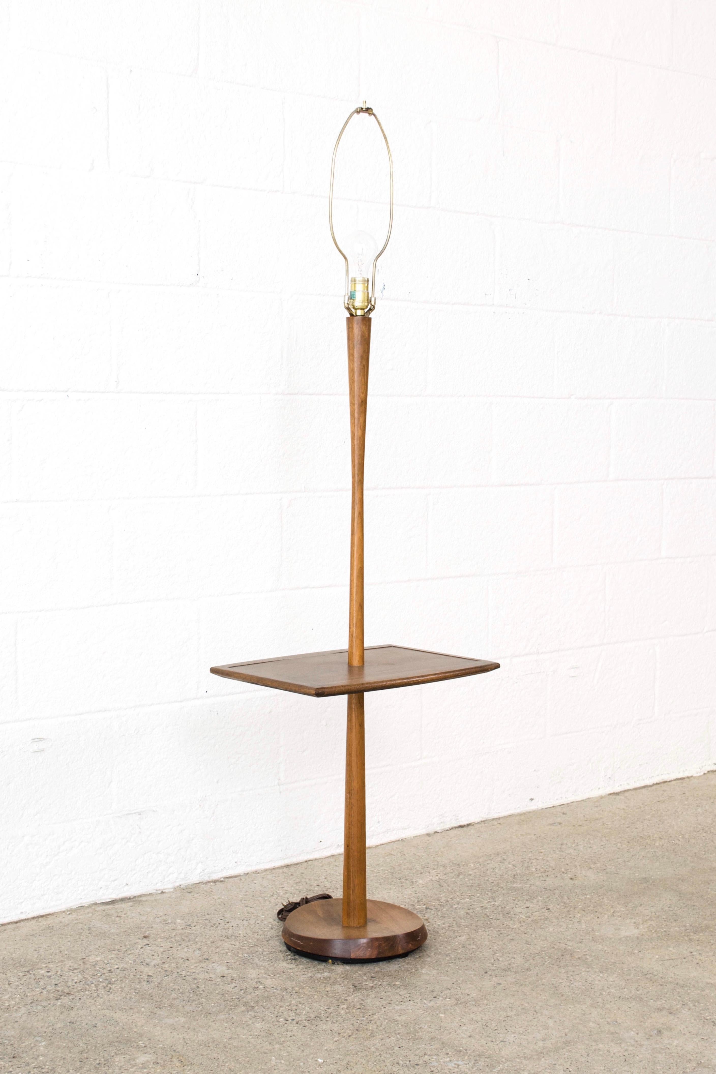 Mid-Century Modern Midcentury Laurel Walnut Wood Floor Lamp