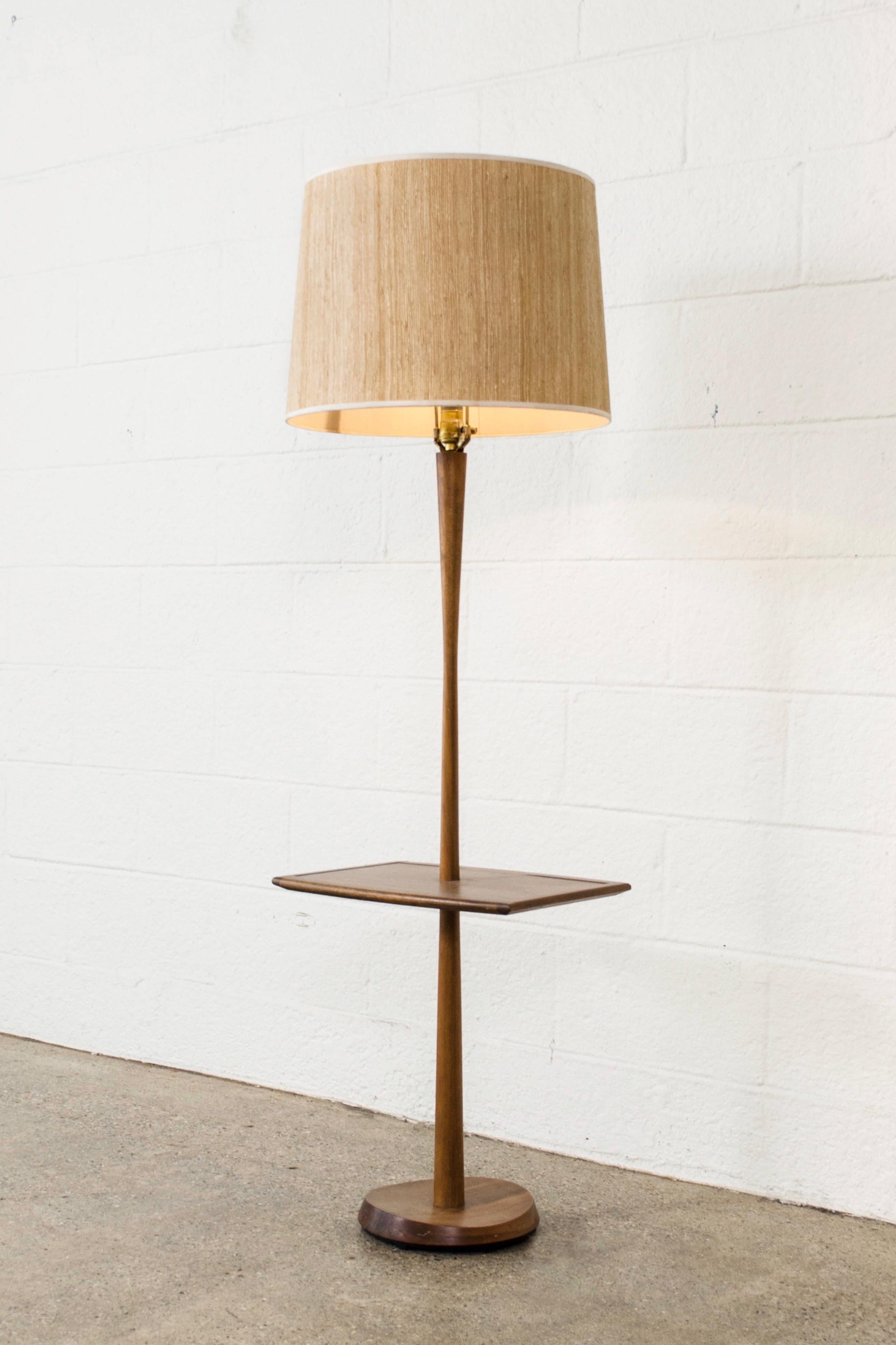 Cast Midcentury Laurel Walnut Wood Floor Lamp