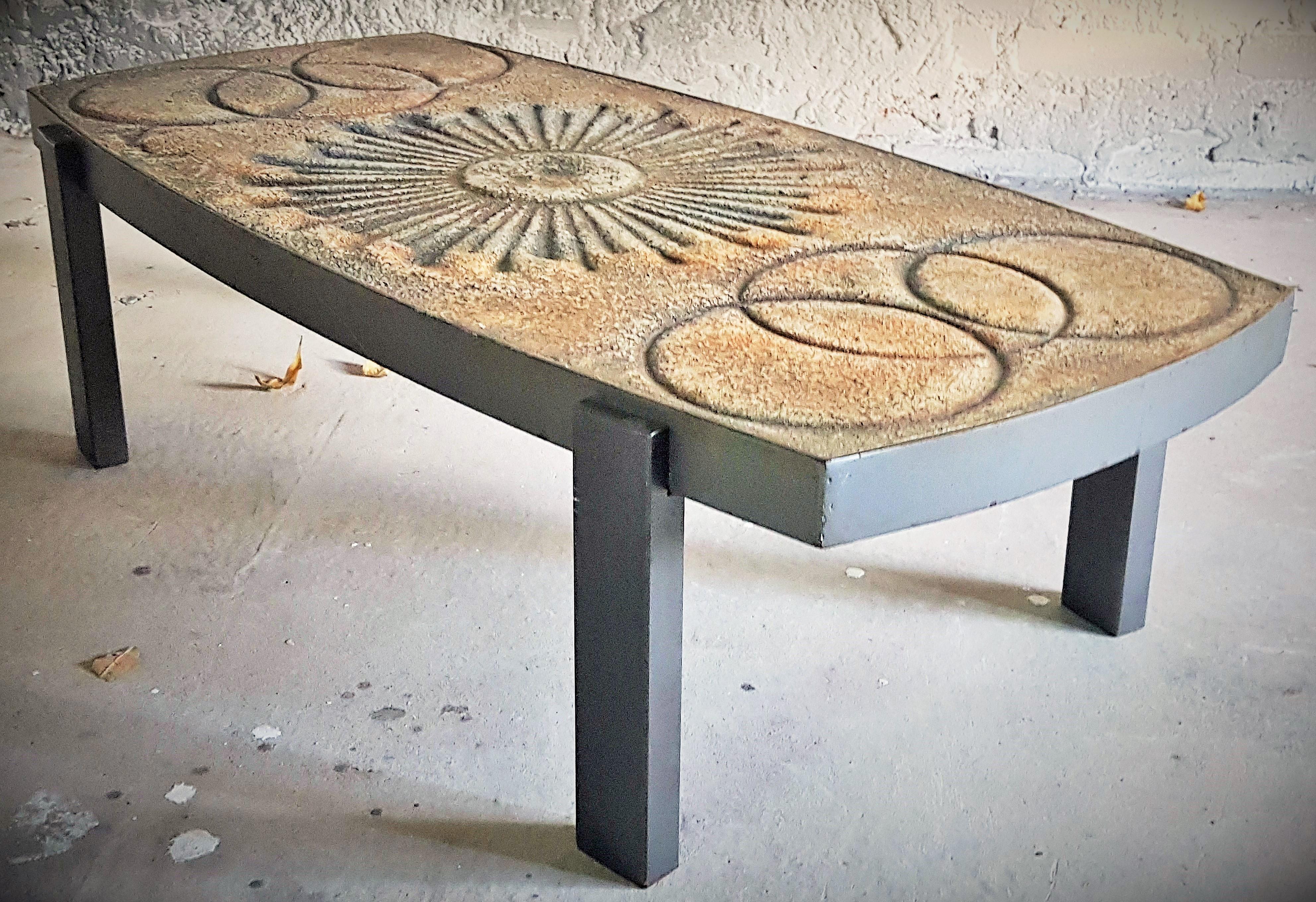 Midcentury Lava Stone Coffee Side Table by Chaty, Vallauris France, 1960s For Sale 10