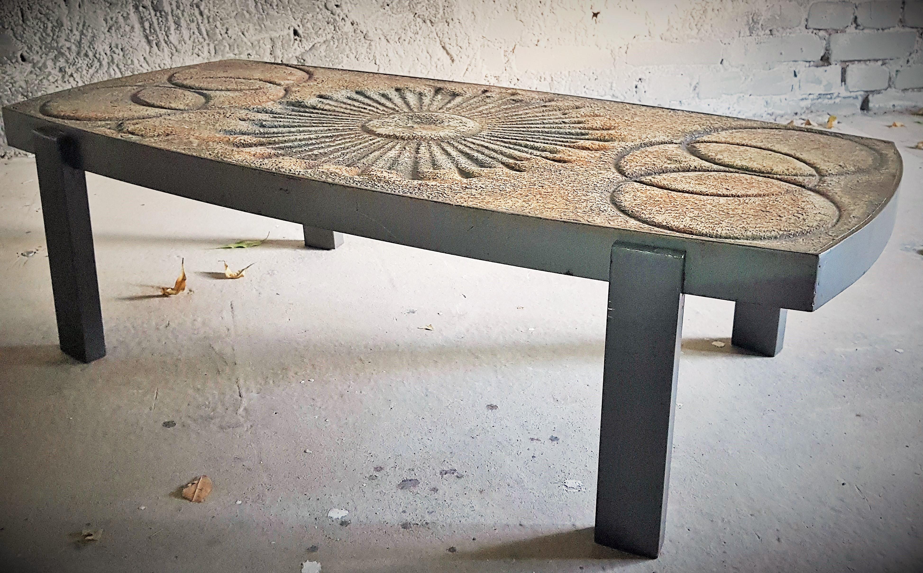 Midcentury Lava Stone Coffee Side Table by Chaty, Vallauris France, 1960s For Sale 11