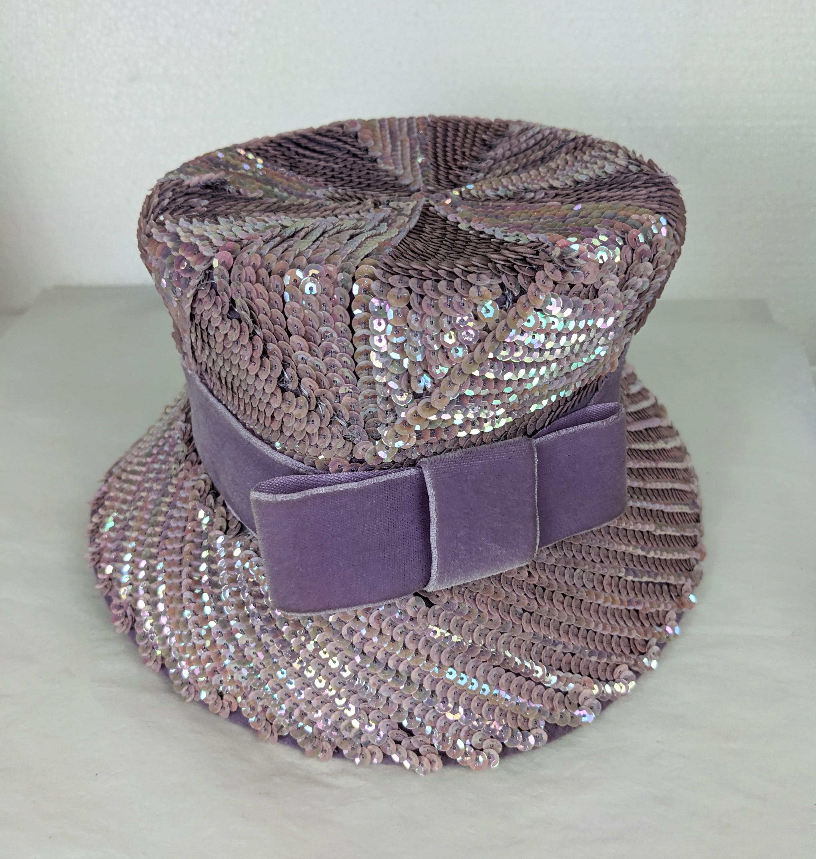 Mid Century Lavender Sequin Bucket Hat For Sale 1