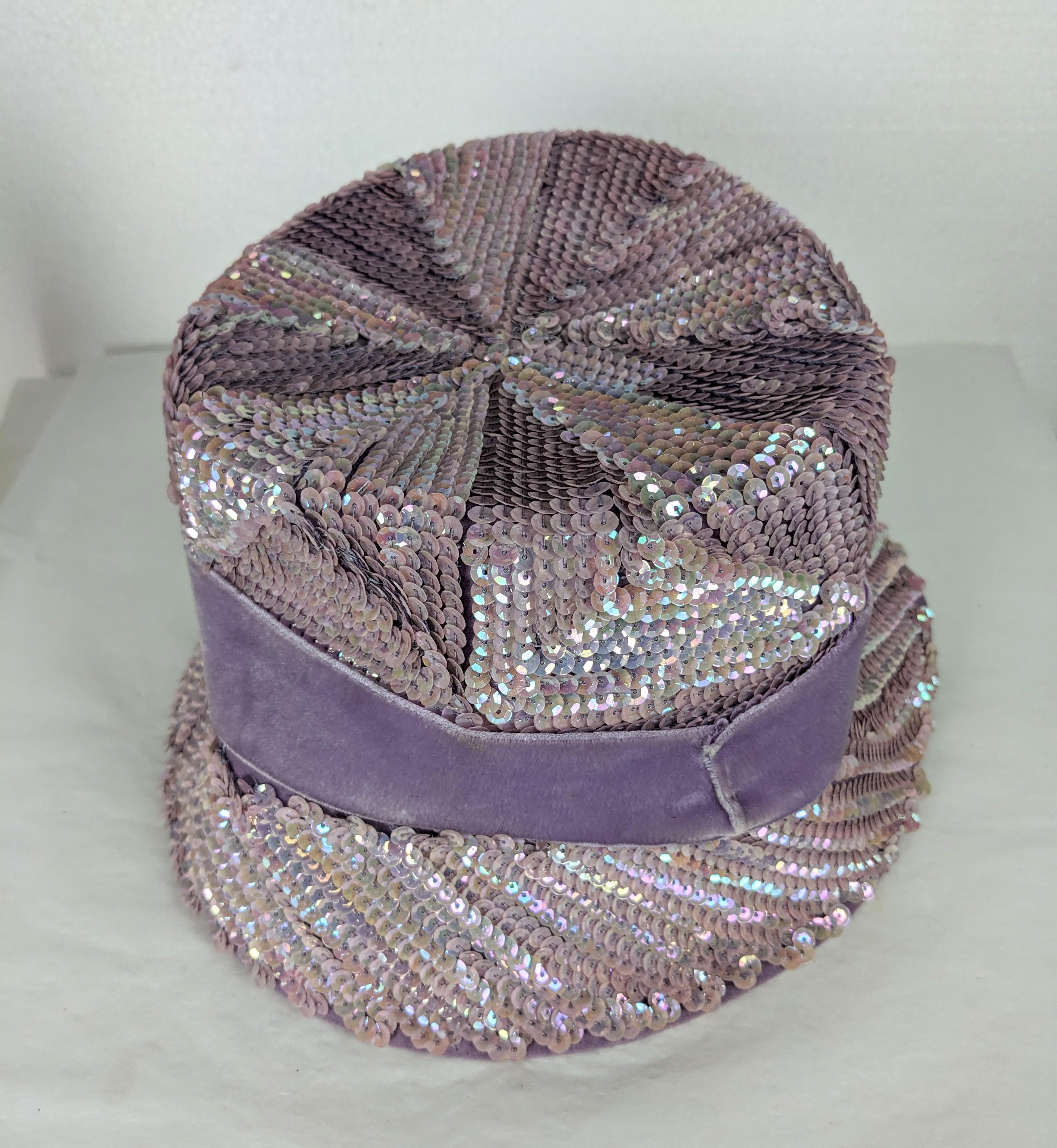 Mid Century Lavender Sequin Bucket Hat For Sale 2