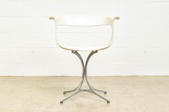 Midcentury Laverne White Fiberglass and Chrome Lotus Armchair, 1950s