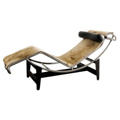 Mid Century Le Corbusier "LC 4" Chaise Lounge with Cowhide by Cassina, 1960s 