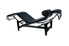 Midcentury Le Corbusier LC4 Style Leather Chaise Lounge Daybed