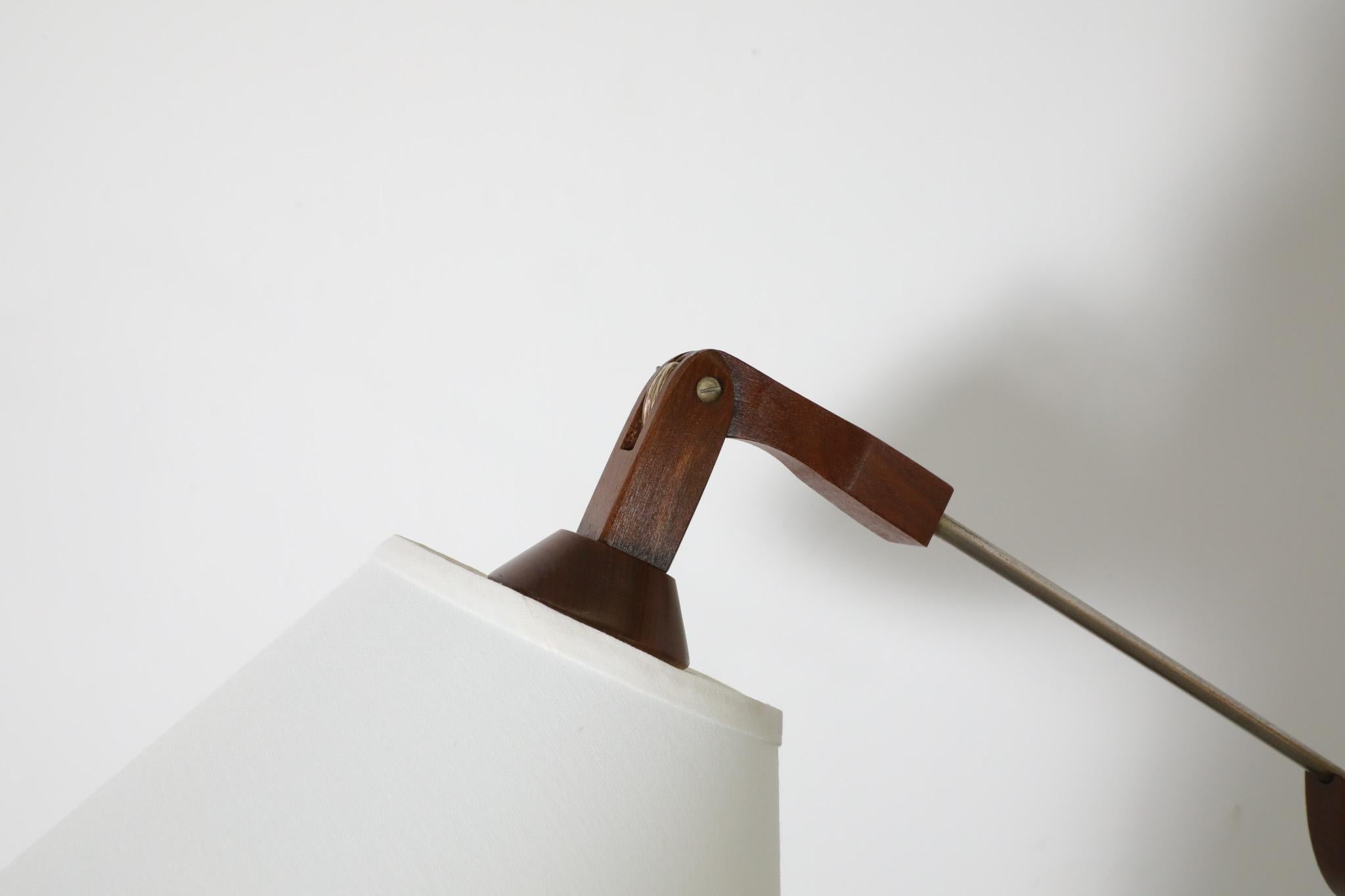 Mid-Century Le Klint Style Teak Floor Lamp With Pivoting Arm 3