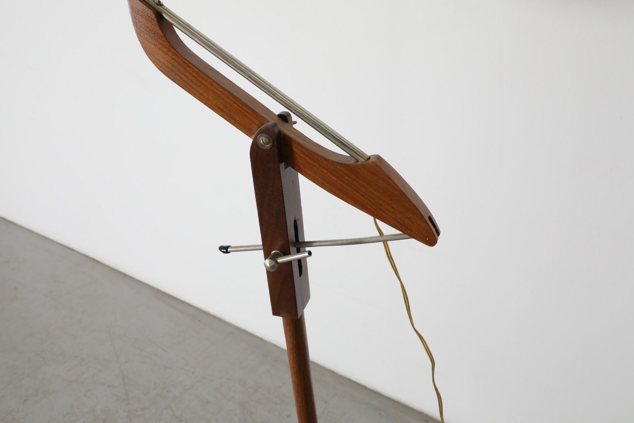 Mid-Century Le Klint Style Teak Floor Lamp With Pivoting Arm 4