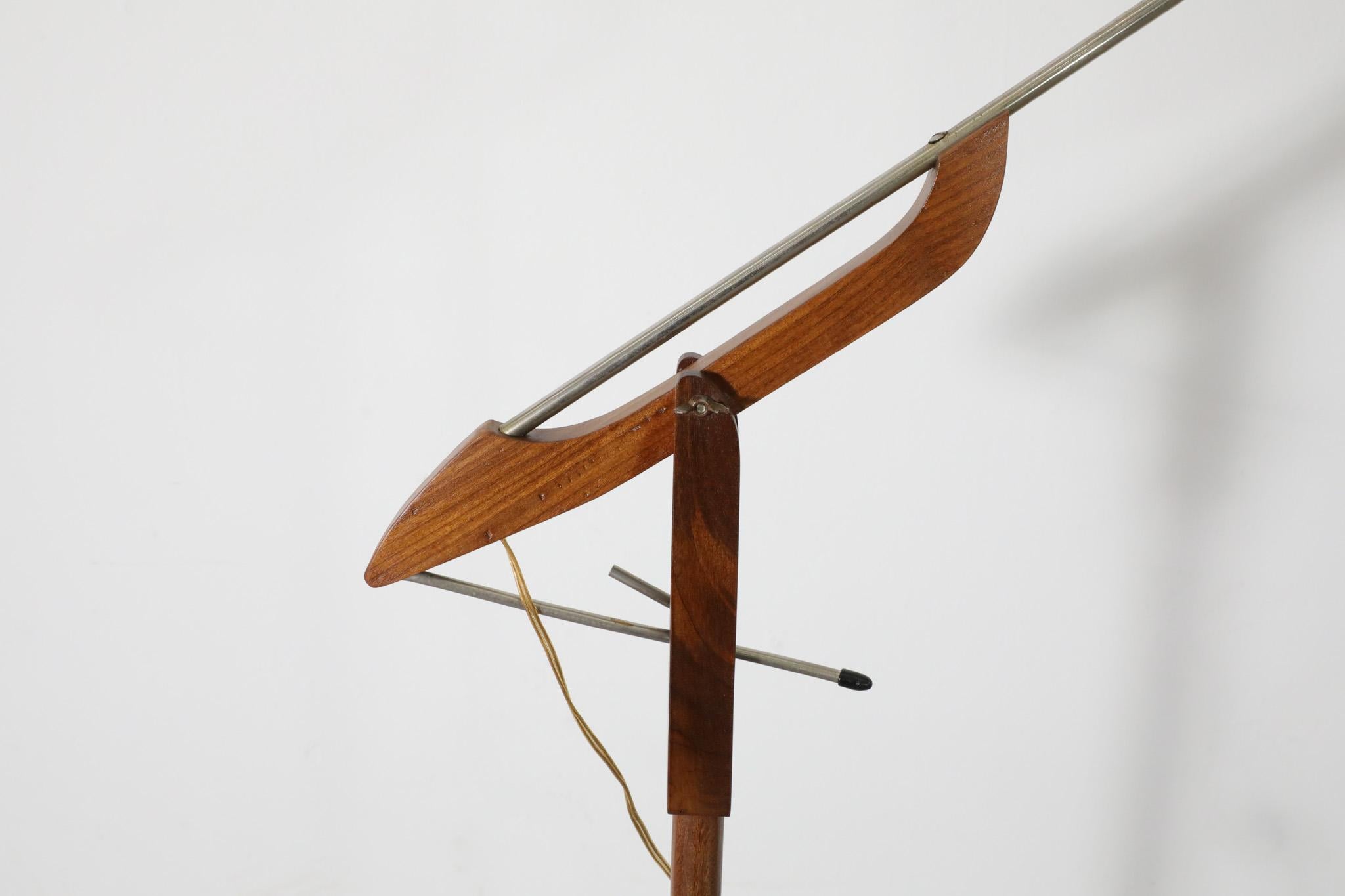 Mid-Century Le Klint Style Teak Floor Lamp With Pivoting Arm 8