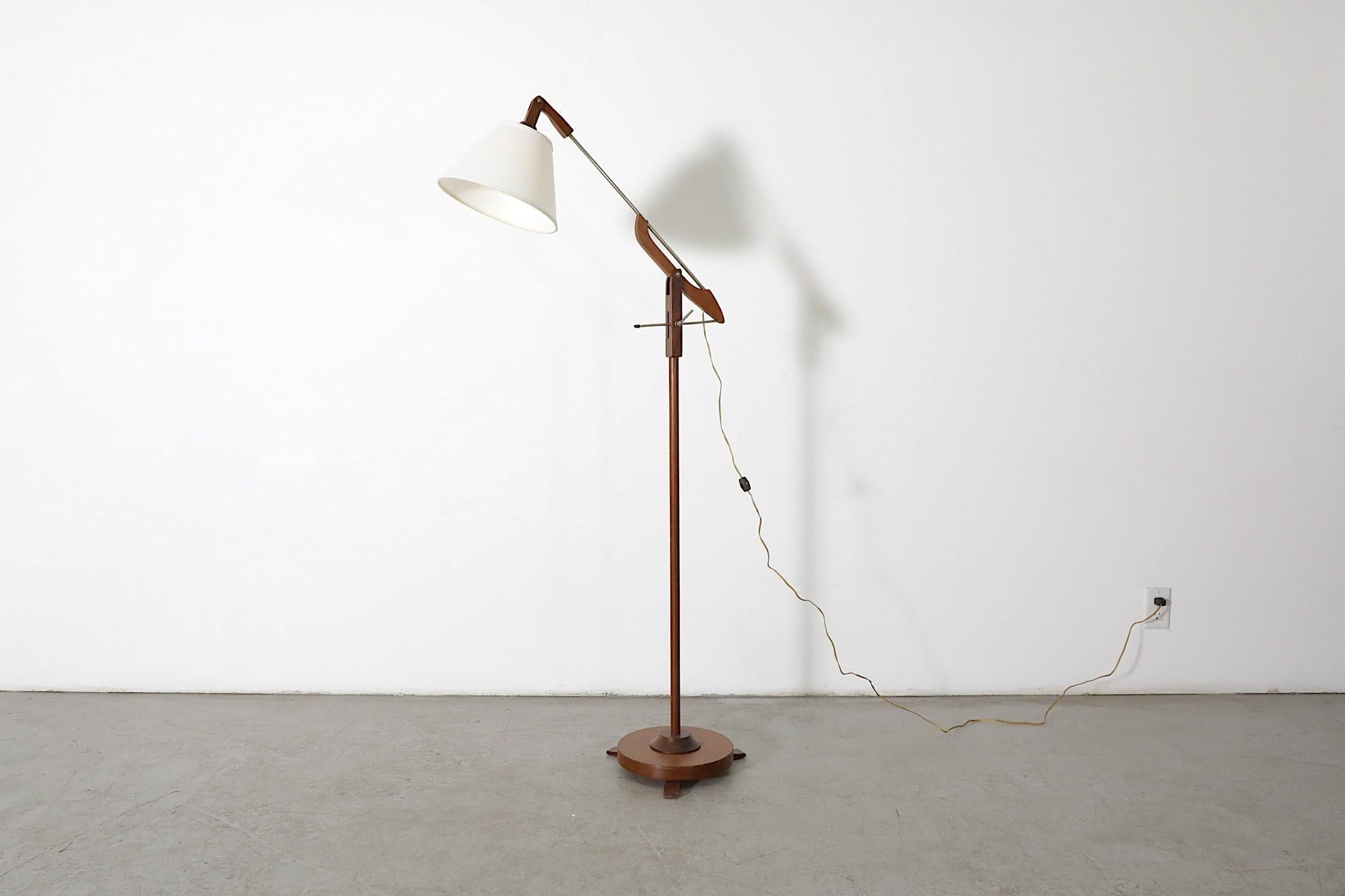 Mid-Century Le Klint Style Teak Floor Lamp With Pivoting Arm 11