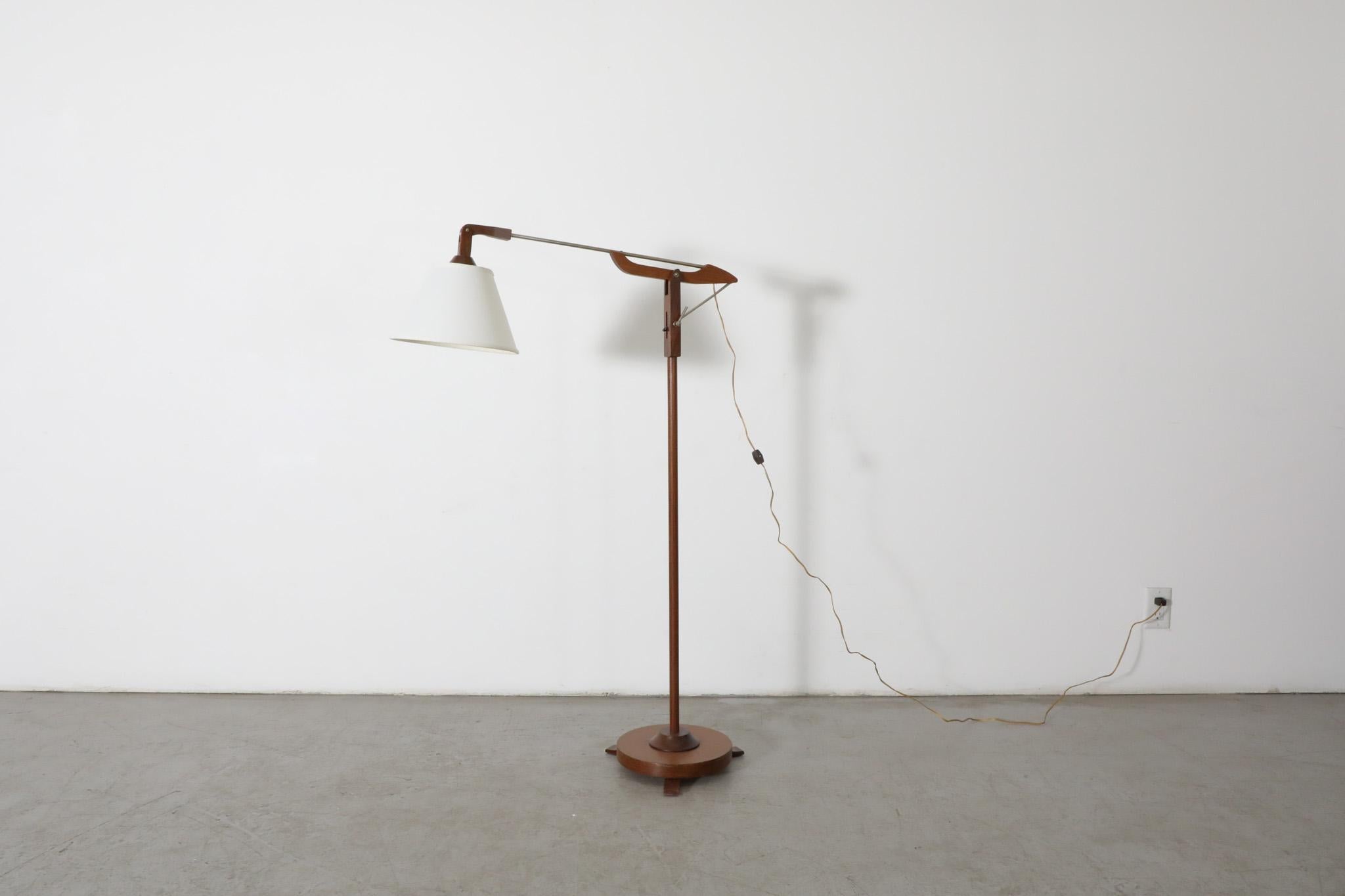 Mid-Century Modern Mid-Century Le Klint Style Teak Floor Lamp With Pivoting Arm