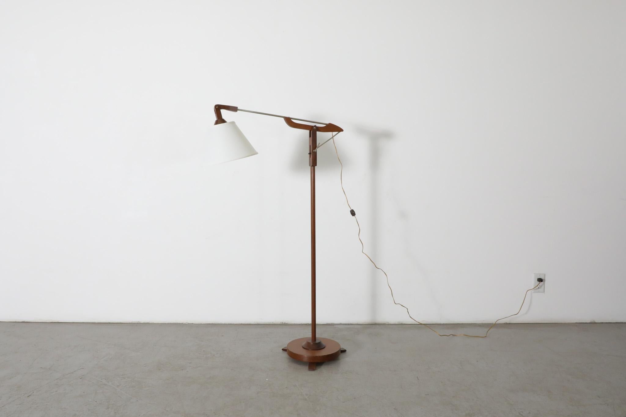 Danish Mid-Century Le Klint Style Teak Floor Lamp With Pivoting Arm
