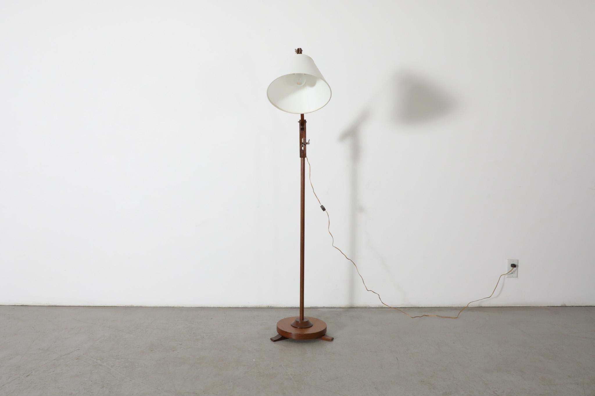 Mid-20th Century Mid-Century Le Klint Style Teak Floor Lamp With Pivoting Arm