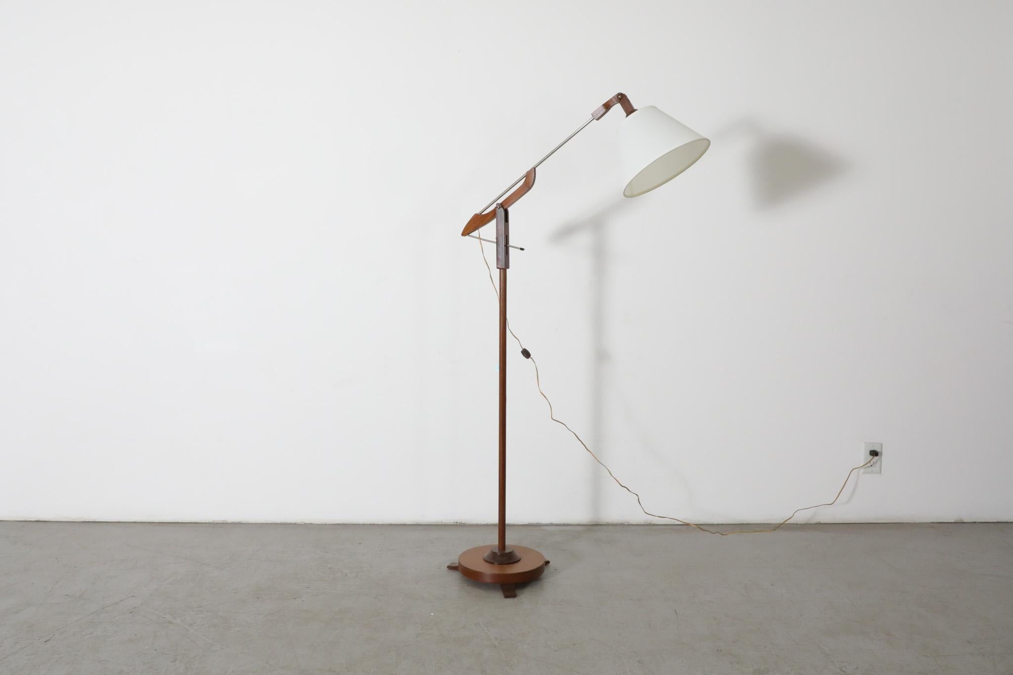 Metal Mid-Century Le Klint Style Teak Floor Lamp With Pivoting Arm