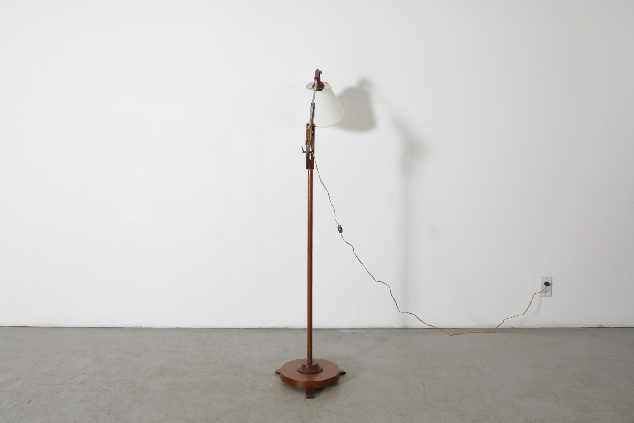Mid-Century Le Klint Style Teak Floor Lamp With Pivoting Arm 1