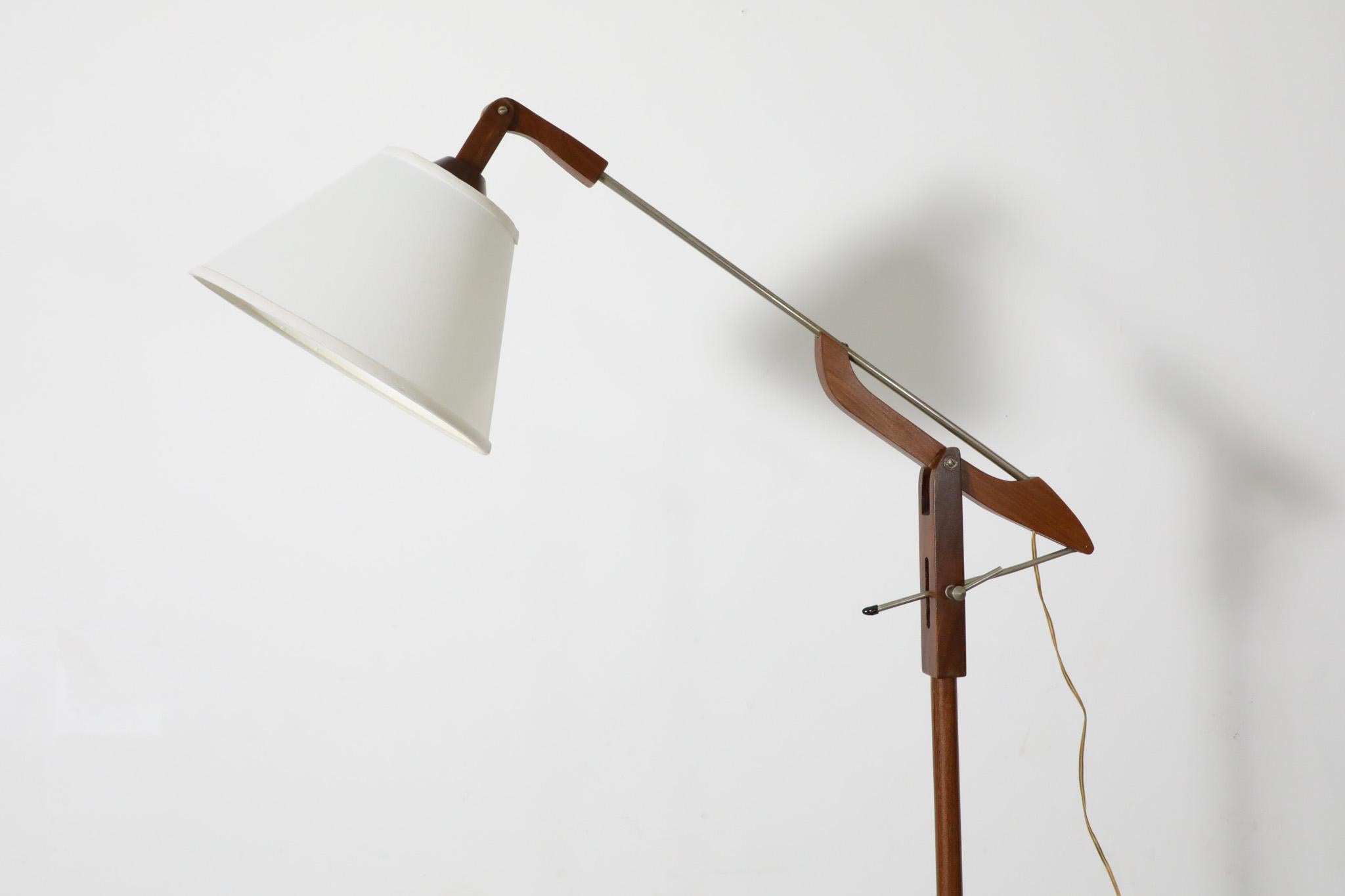 Mid-Century Le Klint Style Teak Floor Lamp With Pivoting Arm 2