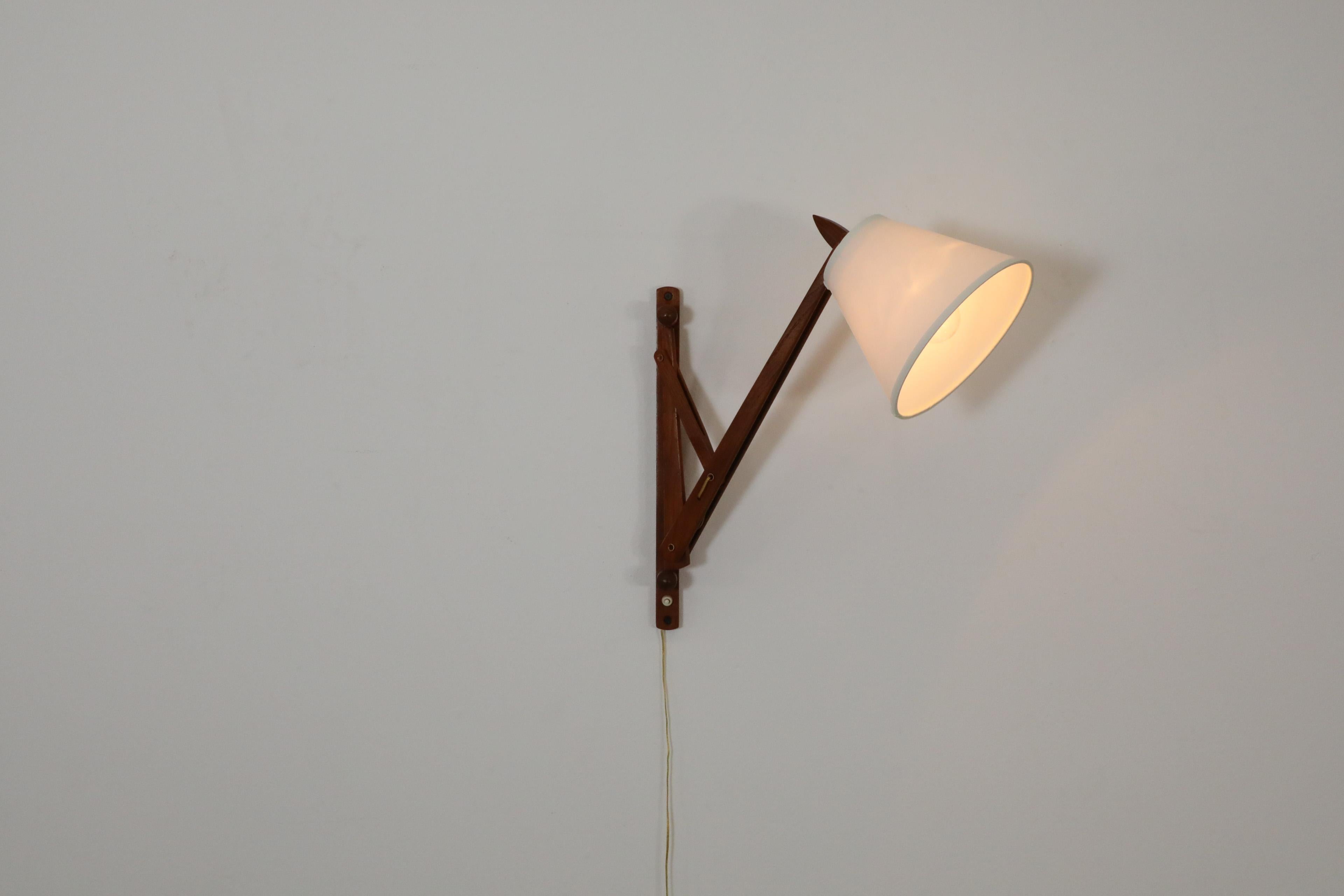 Mid-Century Modern Mid-Century Le Klint style Teak Wall Mount Adjustable Light For Sale