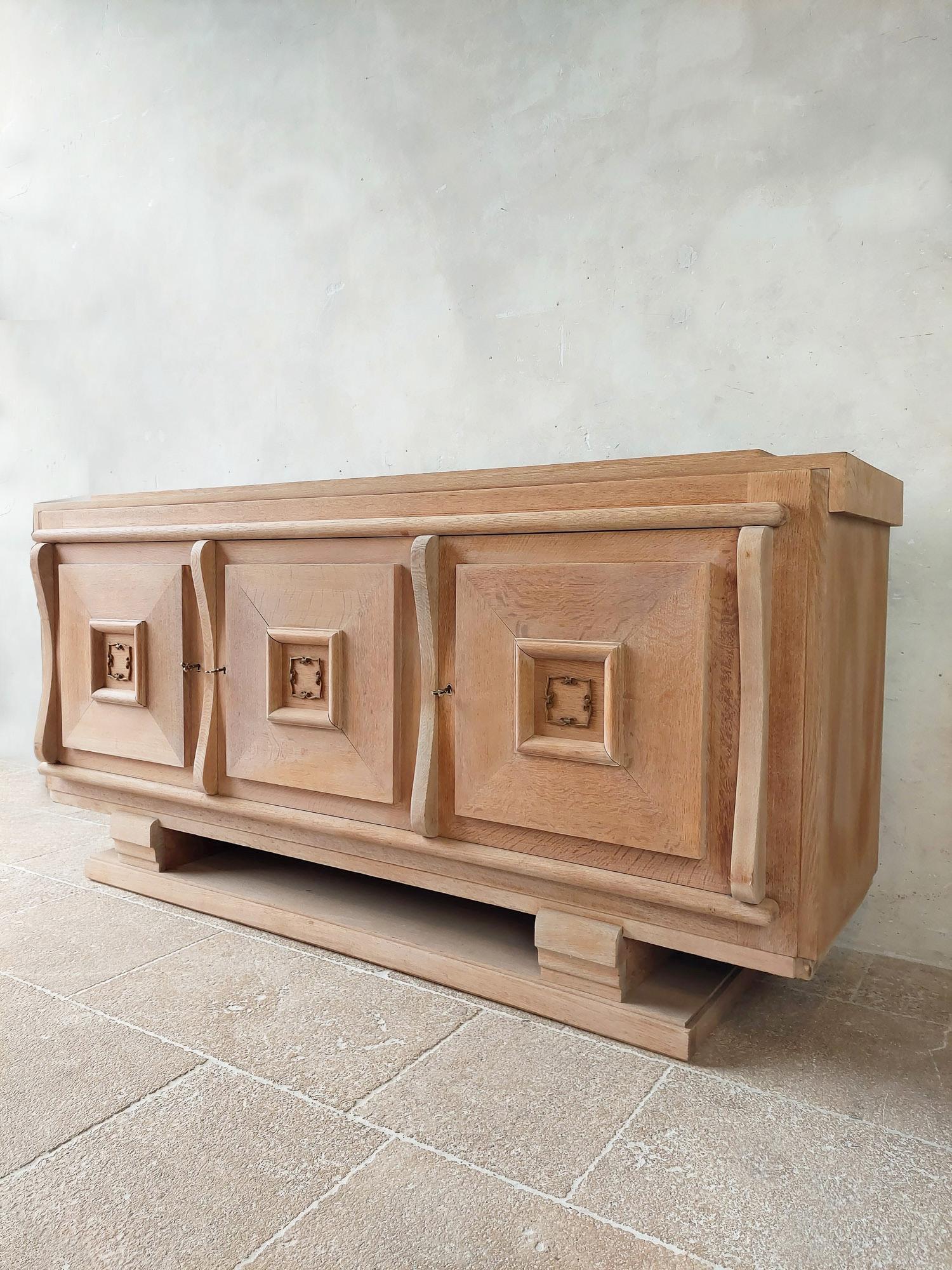 Mid Century Bleached Oak Sideboard by Charles Dudouyt 3