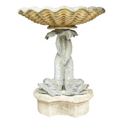 Vintage Mid Century Lead and Stone Water Feature