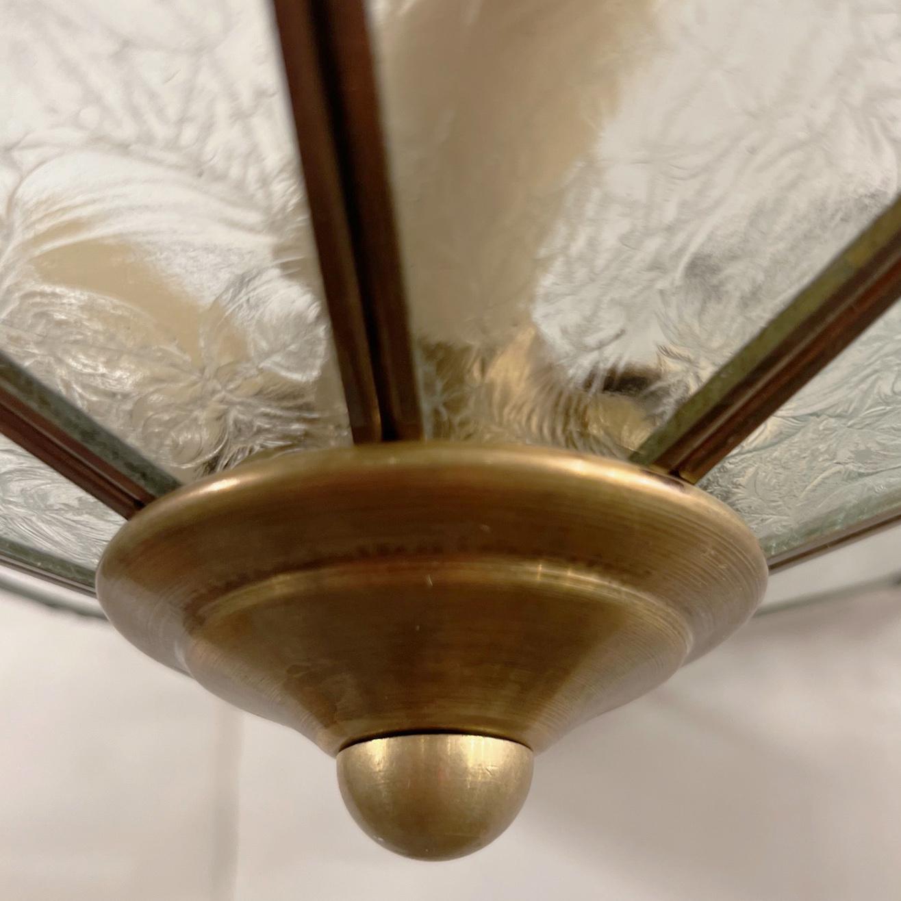 Mid-Century Leaded Glass Light Fixture In Good Condition For Sale In New York, NY