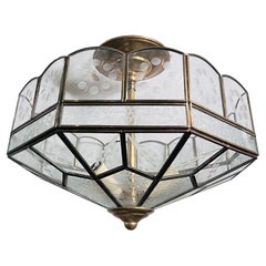 Mid-Century Leaded Glass Light Fixture