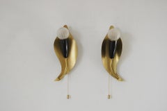 Mid-Century Leaf Shaped Brass Sconces Italy 1950s set of 2