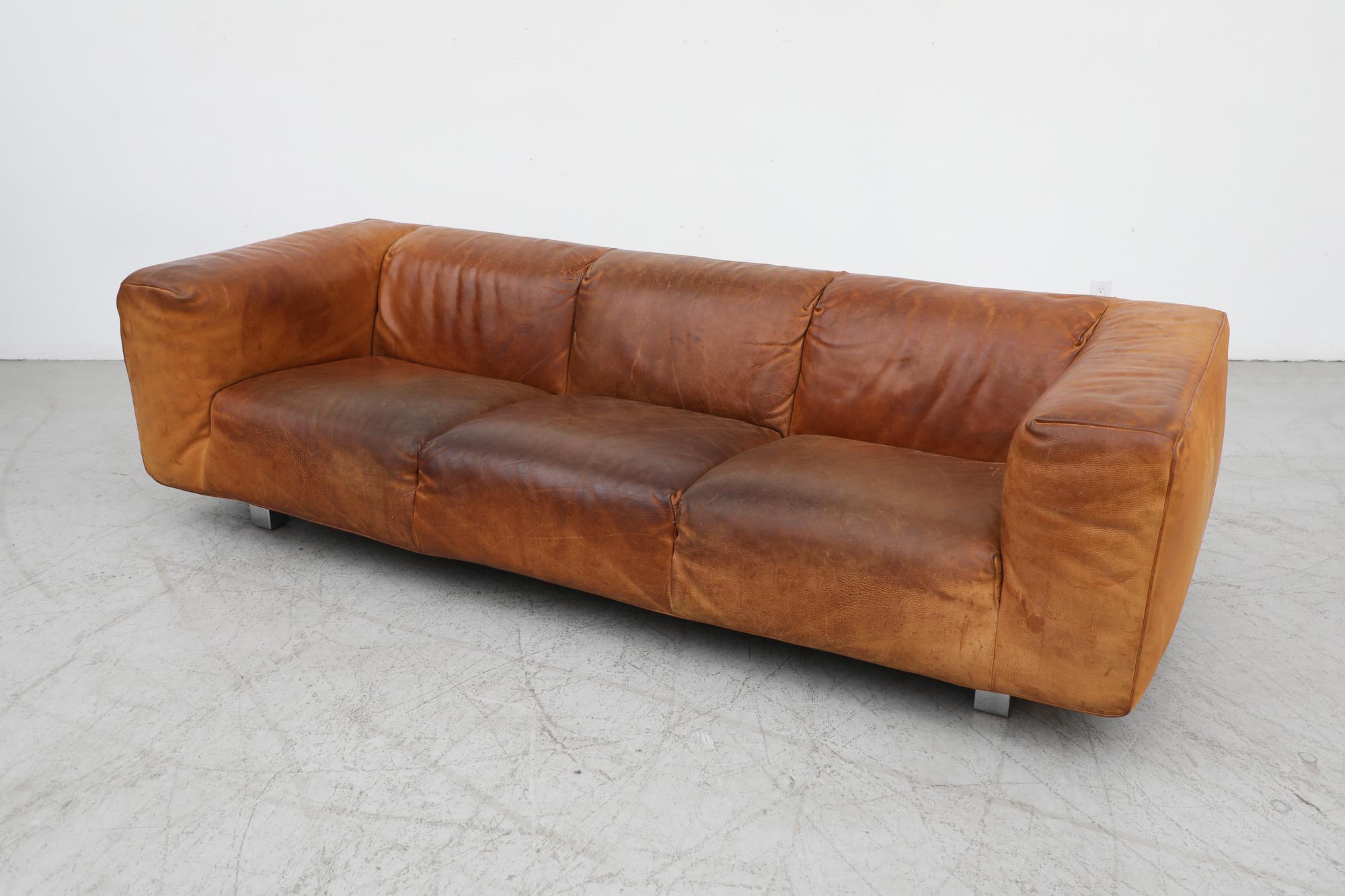 Mid Century, Leather 1980s 'Bommel' Sofa by Gerard Van Den Berg for Montis 6
