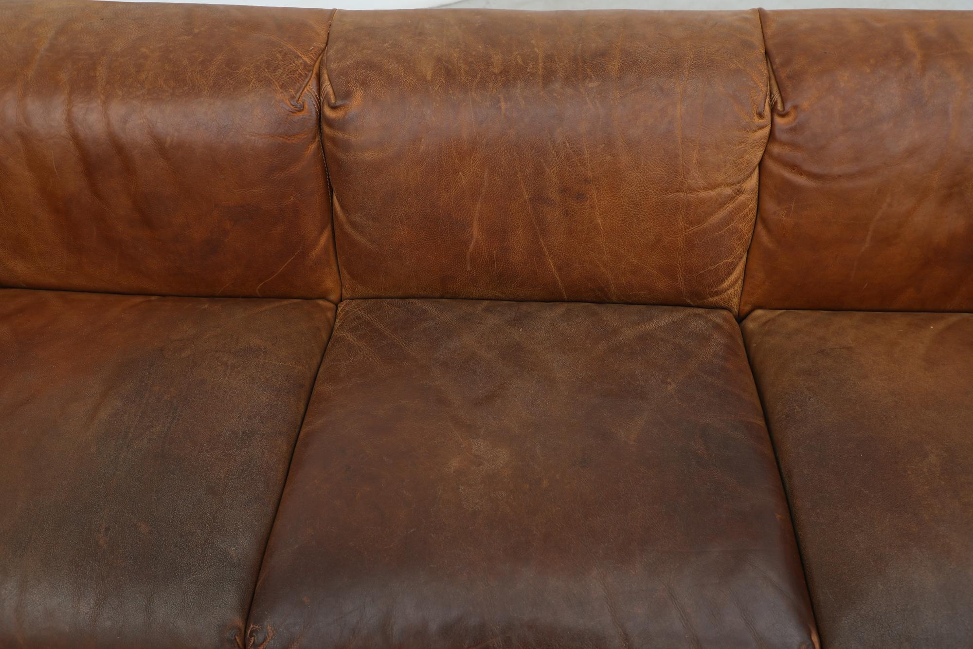 Mid Century, Leather 1980s 'Bommel' Sofa by Gerard Van Den Berg for Montis 8