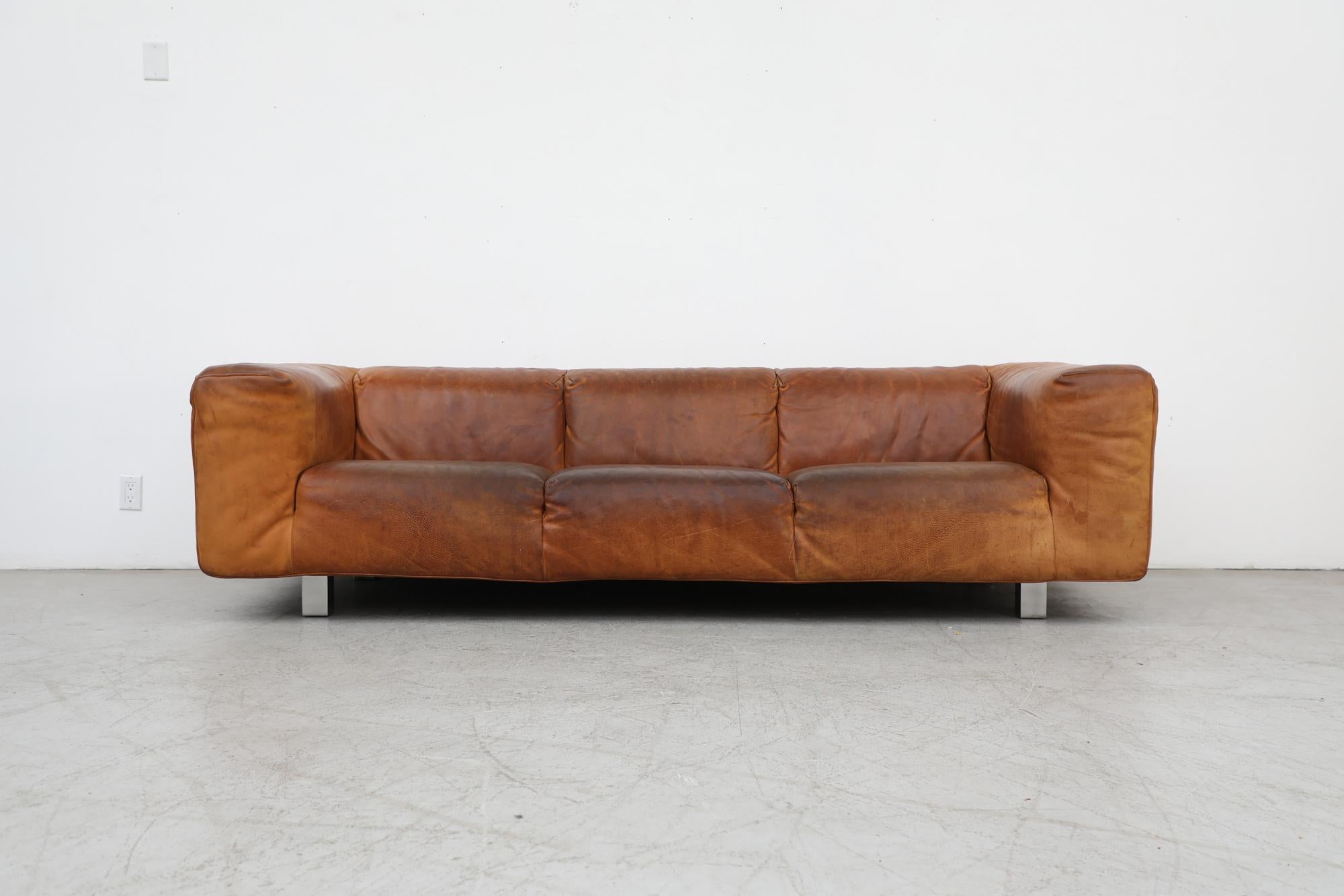 Mid Century, Leather 1980s 'Bommel' Sofa by Gerard Van Den Berg for Montis 14