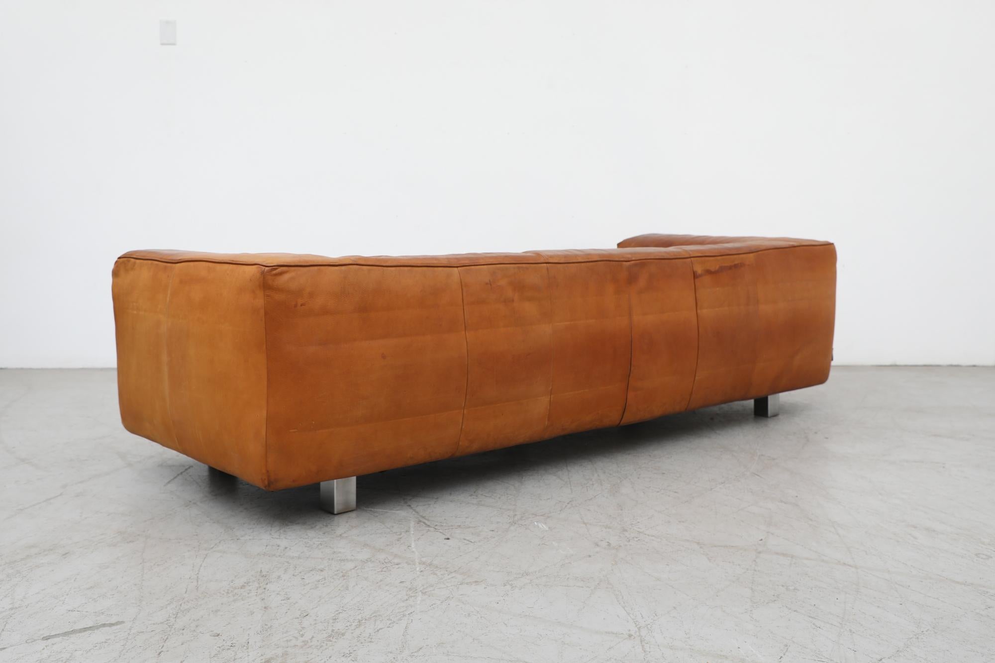 Late 20th Century Mid Century, Leather 1980s 'Bommel' Sofa by Gerard Van Den Berg for Montis