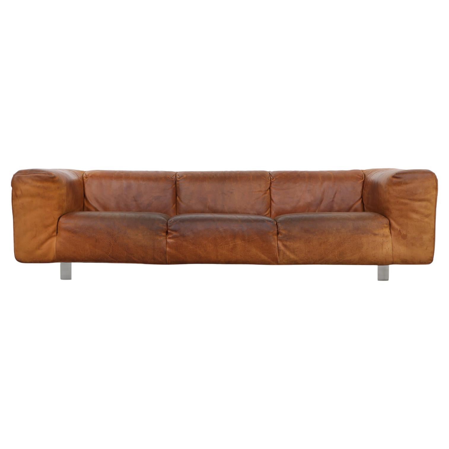 Mid Century, Leather 1980s 'Bommel' Sofa by Gerard Van Den Berg for Montis