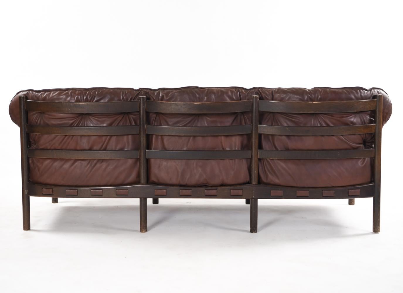 Midcentury Leather 3-Seater Sofa by Arne Norell for Coja 12