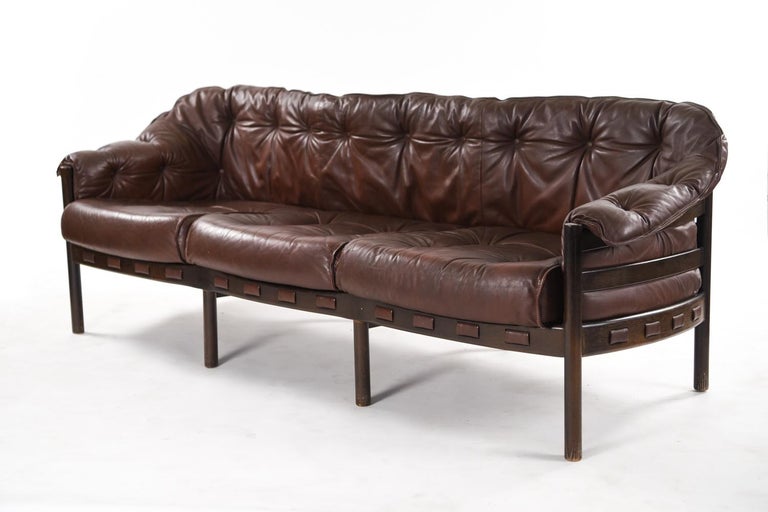 Midcentury Leather 3 Seater Sofa By Arne Norell For Coja For Midcentury Leather 3 Seater Sofa By Arne Norell For Coja For