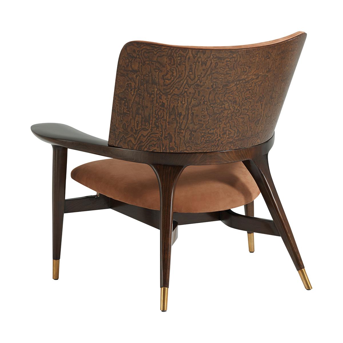 Contemporary Mid Century Leather Accent Chair For Sale