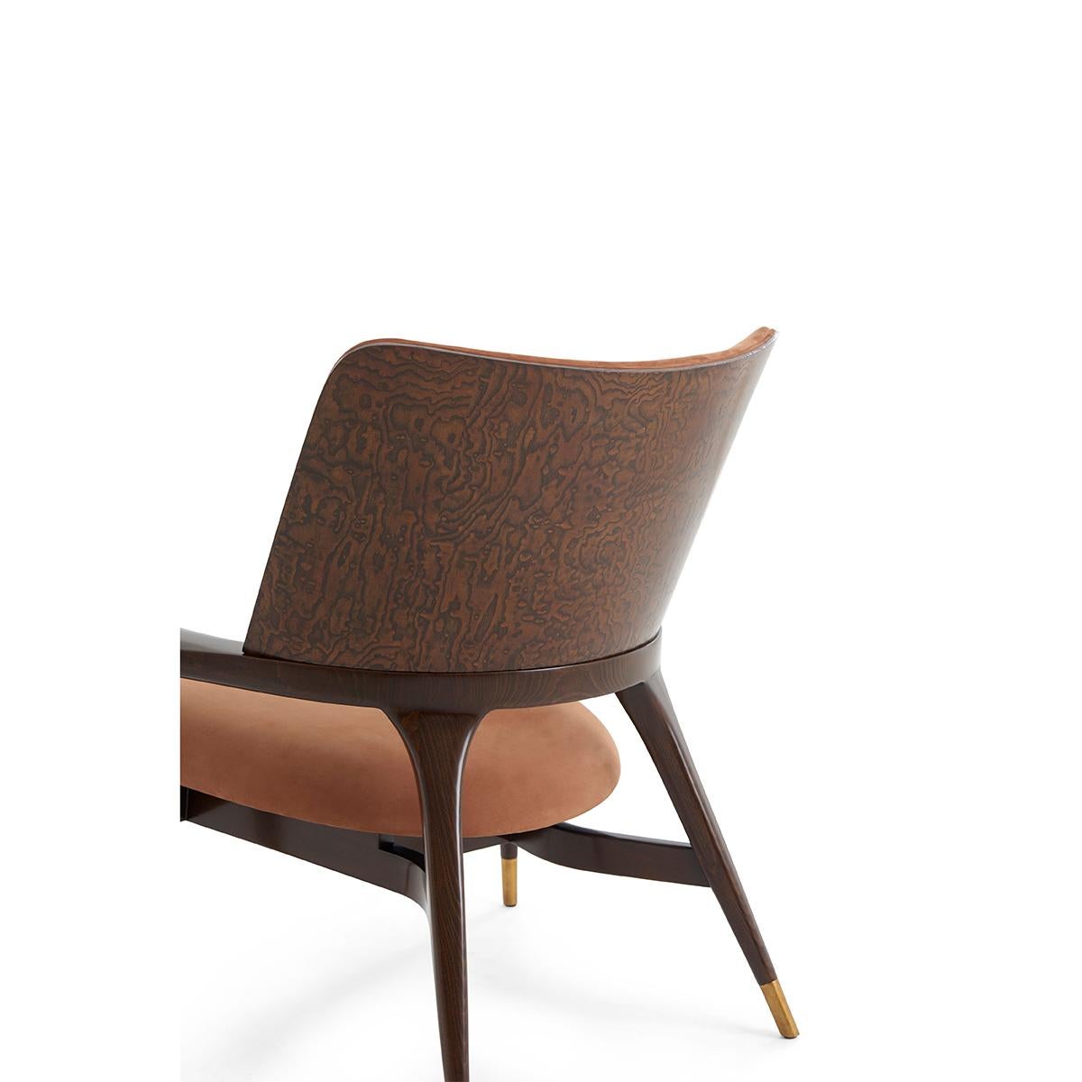 Brass Mid Century Leather Accent Chair For Sale
