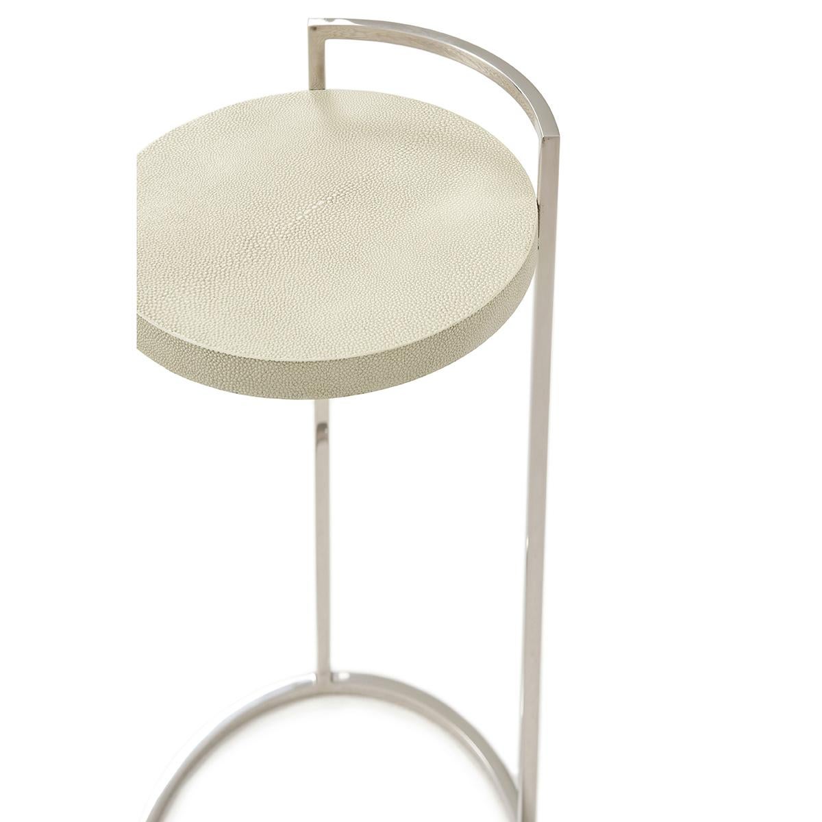 Contemporary Mid Century Leather Accent Table For Sale