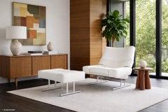 Mid-Century Leather and Chrome Reclining Lounge Chair and Ottoman