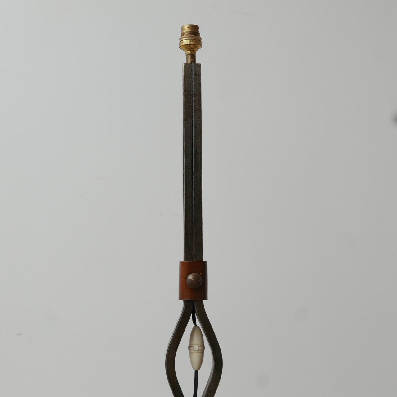 Mid-Century Leather and Iron Floor Lamp by Jean-Pierre Ryckaert (No.2) For Sale 1